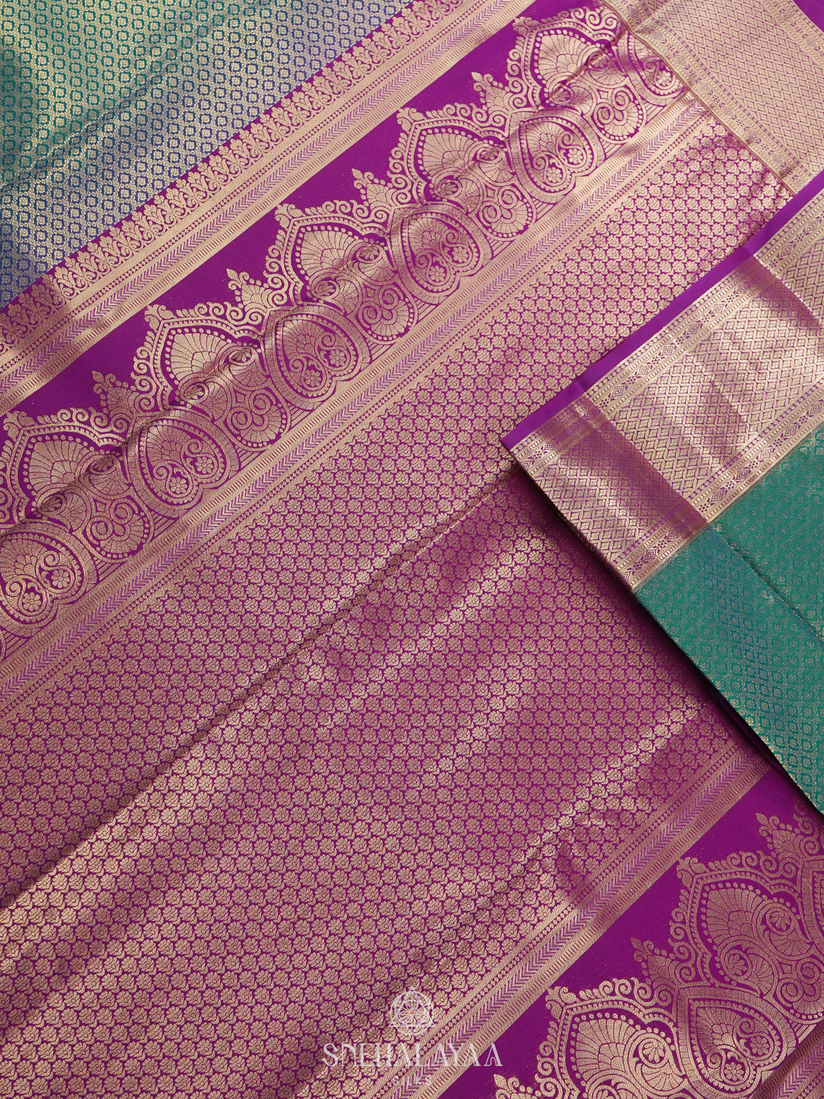 Teal Green Art Silk Saree