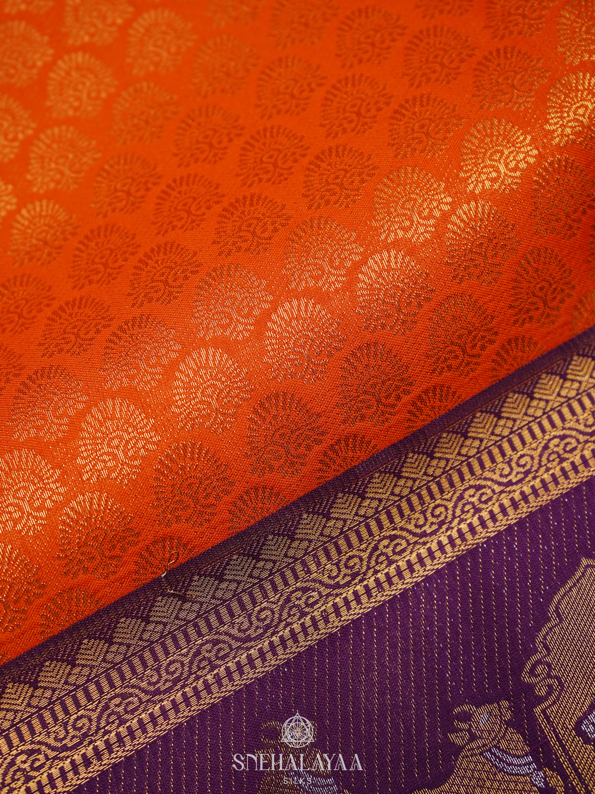 Orange Art Silk Saree