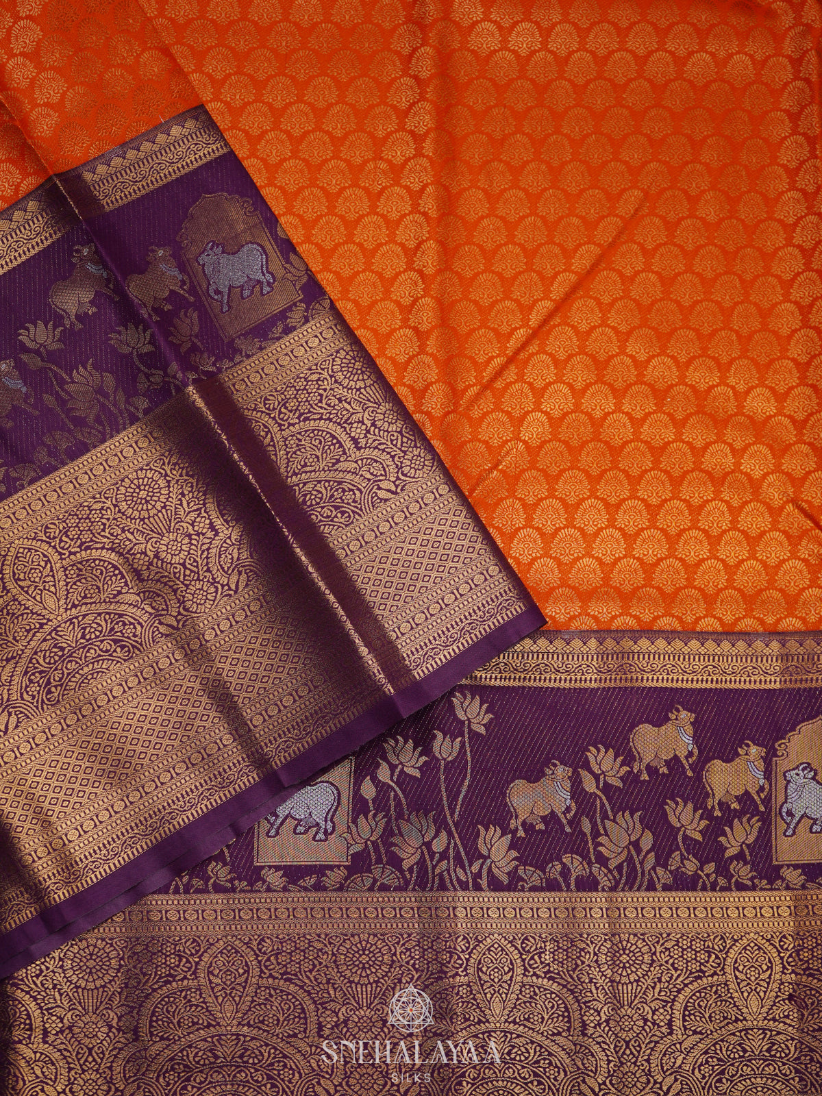 Orange Art Silk Saree