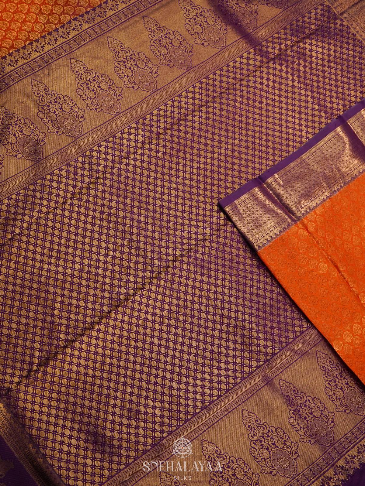 Orange Art Silk Saree