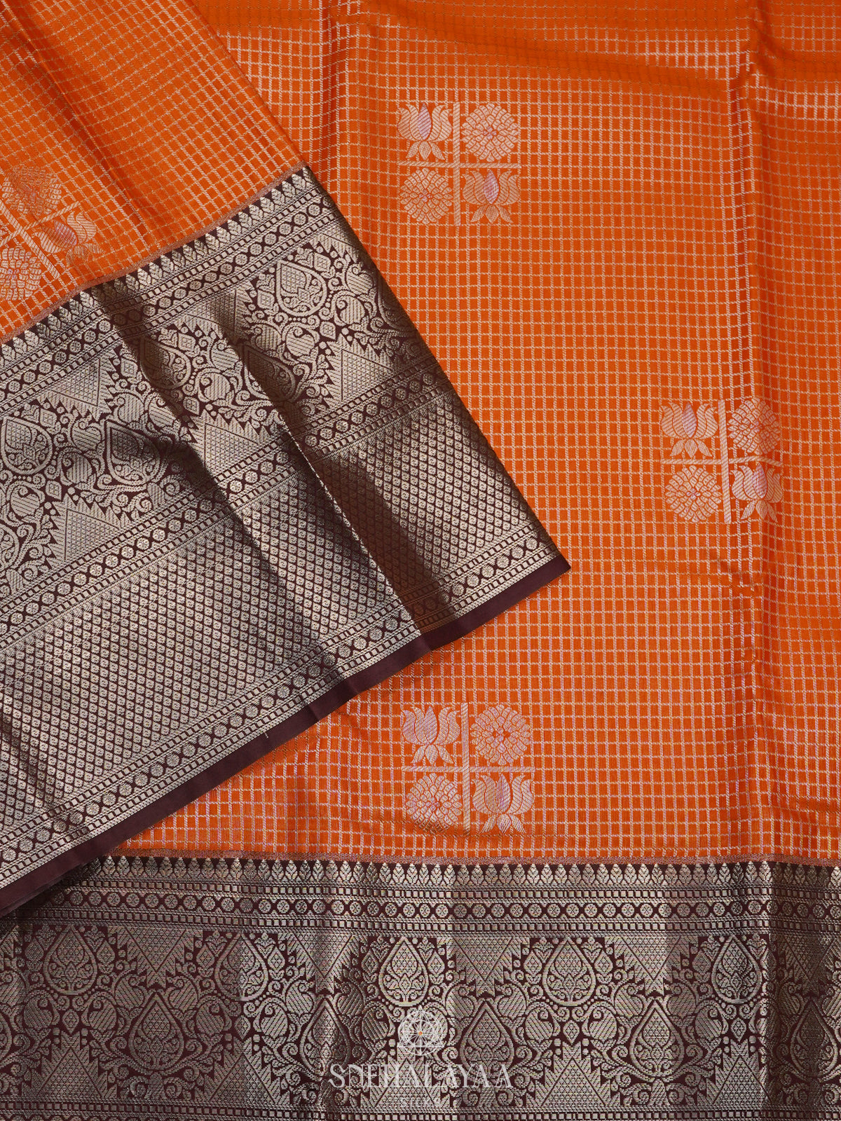 Orange Art Silk Saree