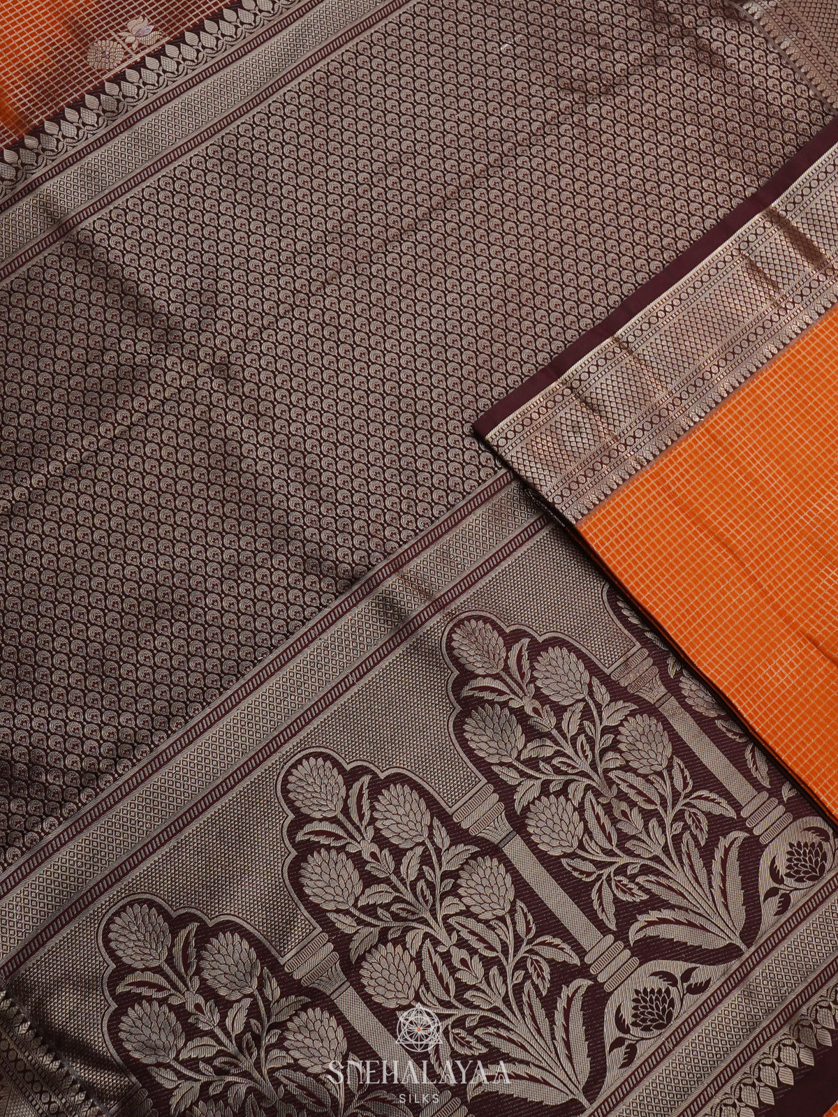 Orange Art Silk Saree