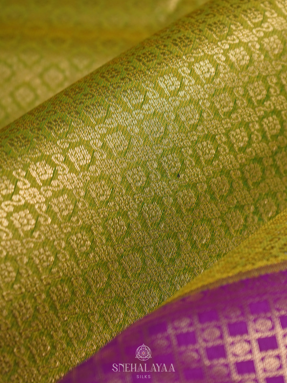 Lime Green Art Silk Saree