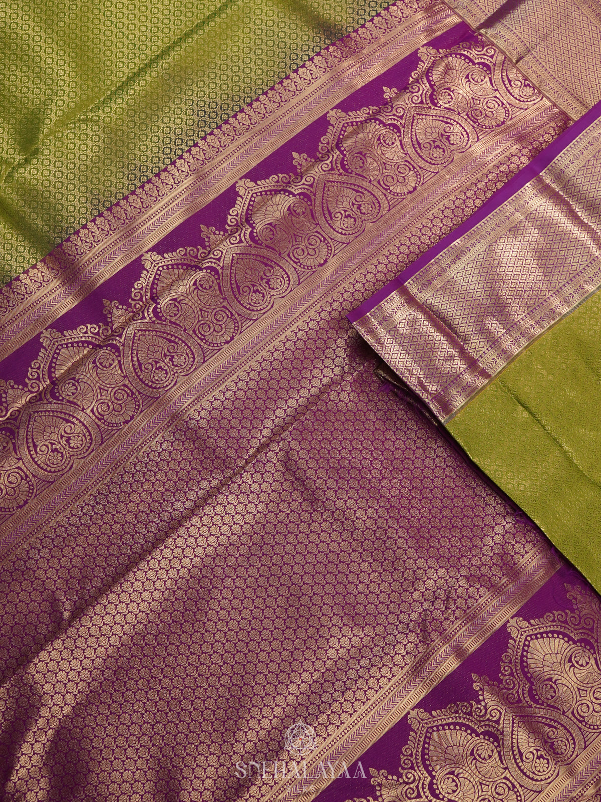 Lime Green Art Silk Saree