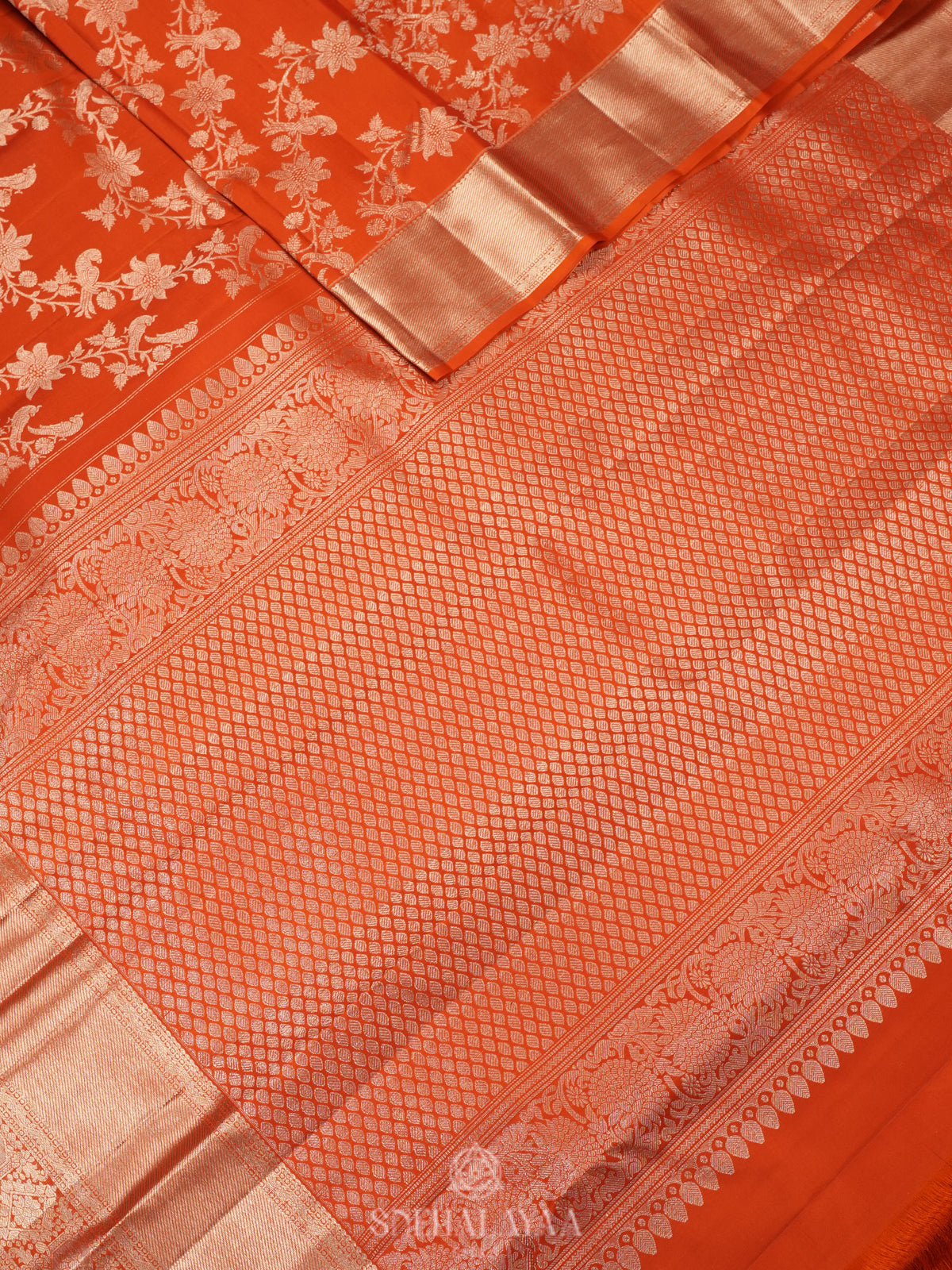 Orange Kanjivaram Silk Saree