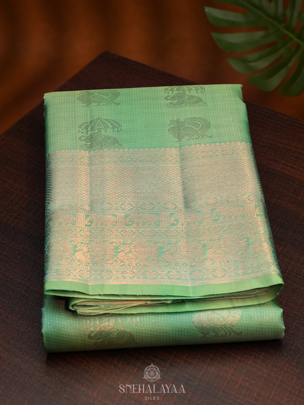 Mint Green Kanjivaram Silk Saree