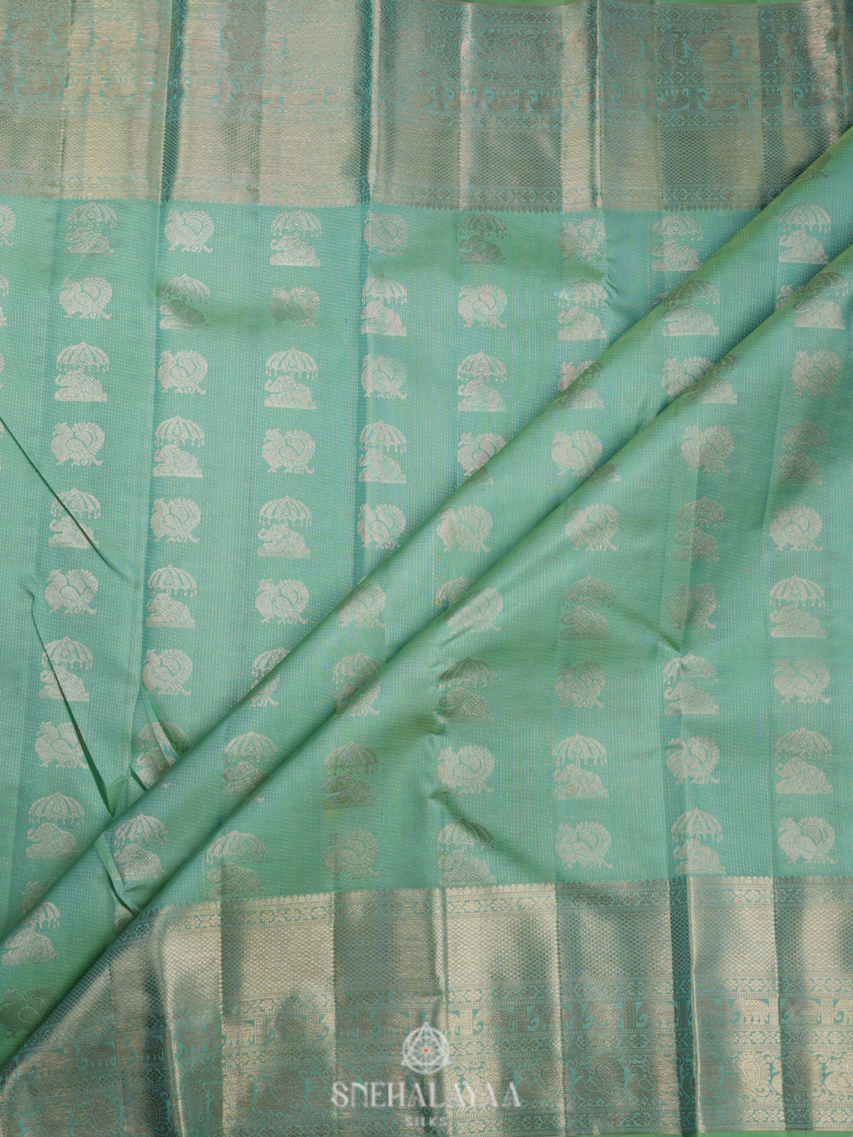 Mint Green Kanjivaram Silk Saree