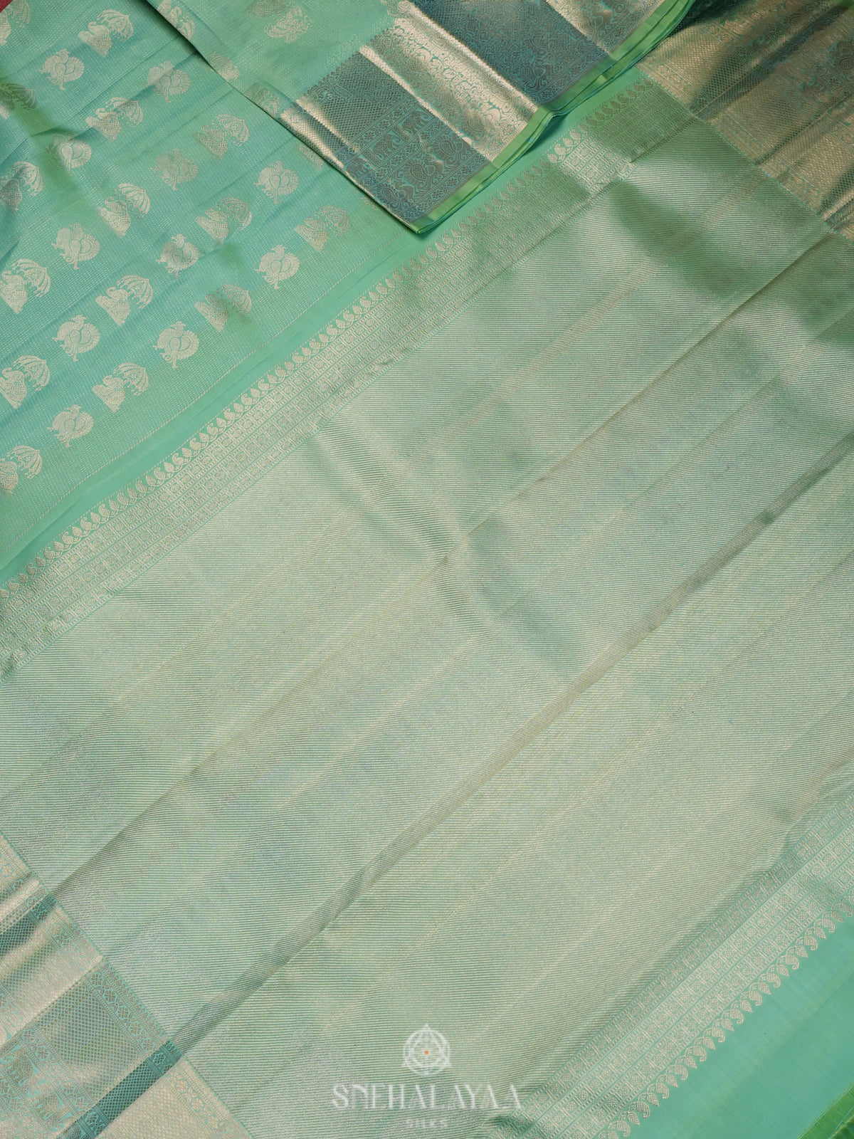 Mint Green Kanjivaram Silk Saree