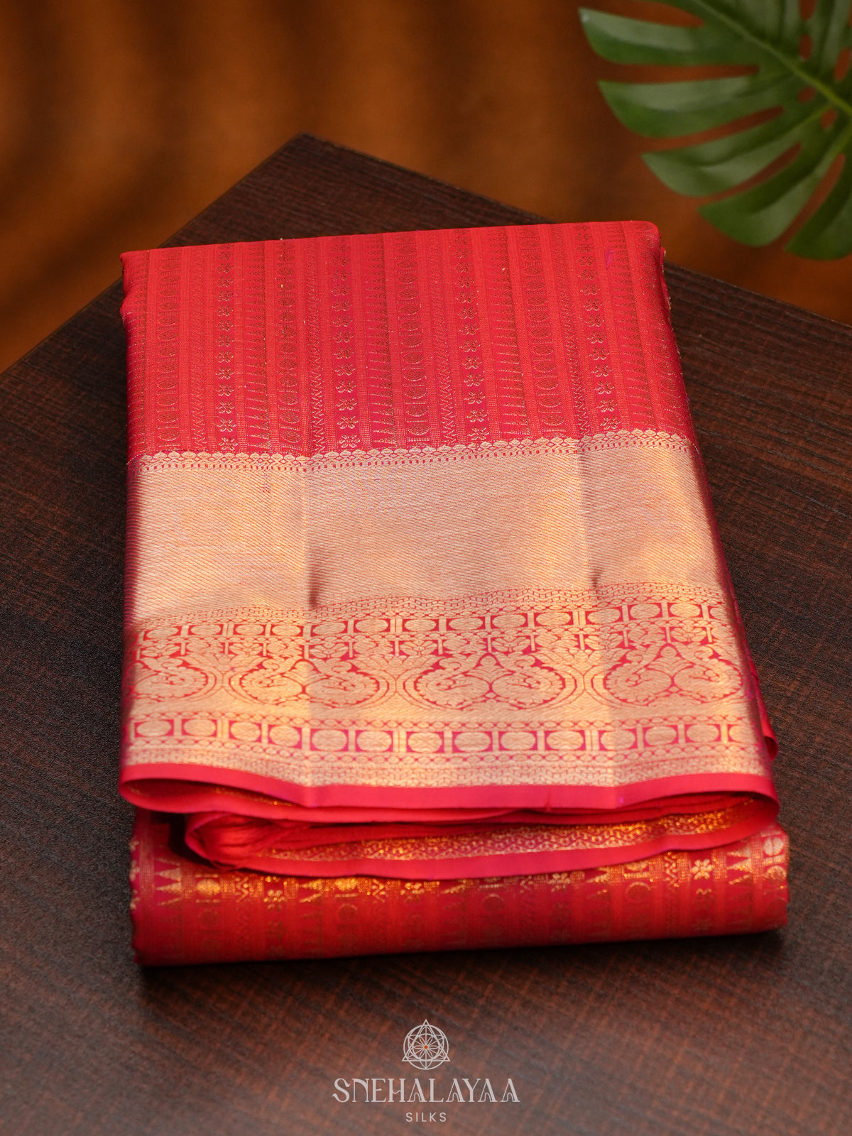 Ruby Red Kanjivaram Silk Saree