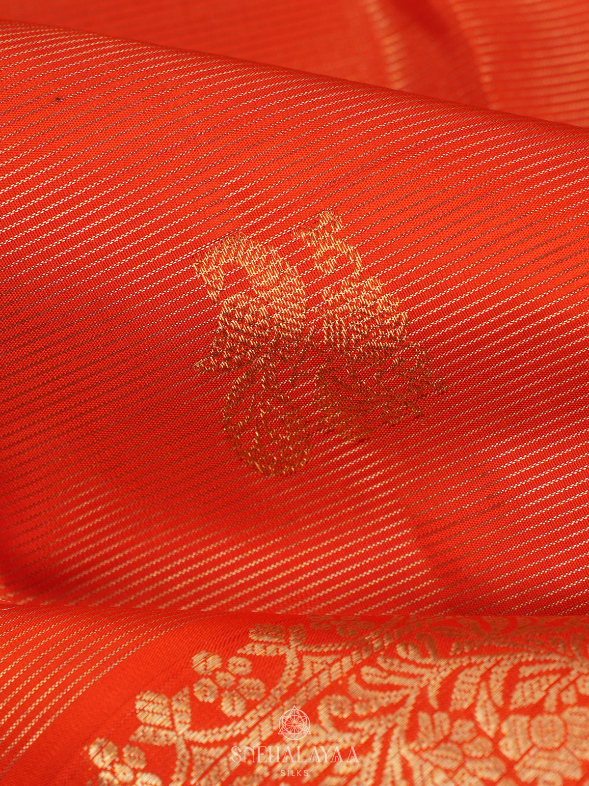 Rust Orange Kanjivaram Silk Saree