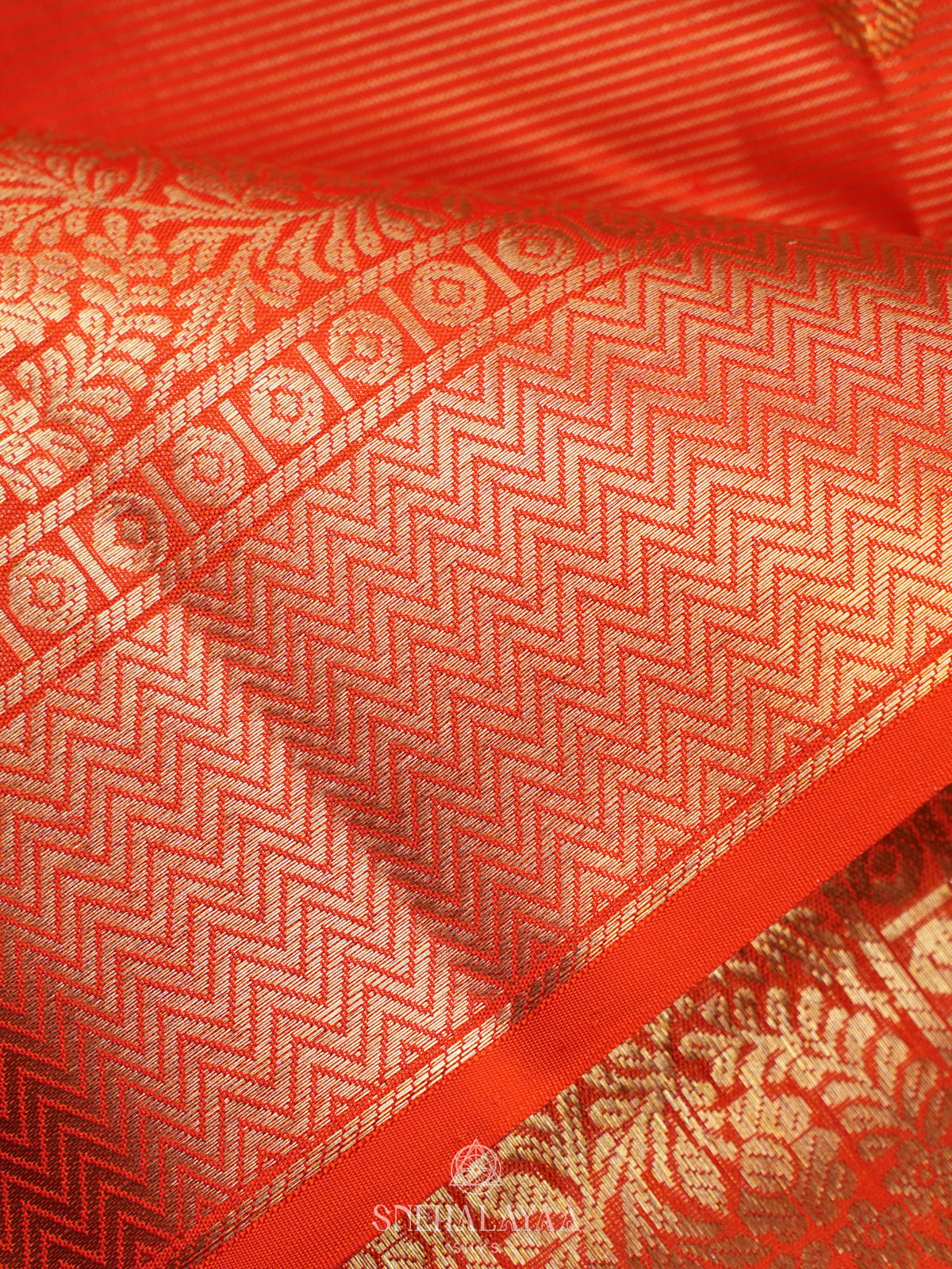 Rust Orange Kanjivaram Silk Saree