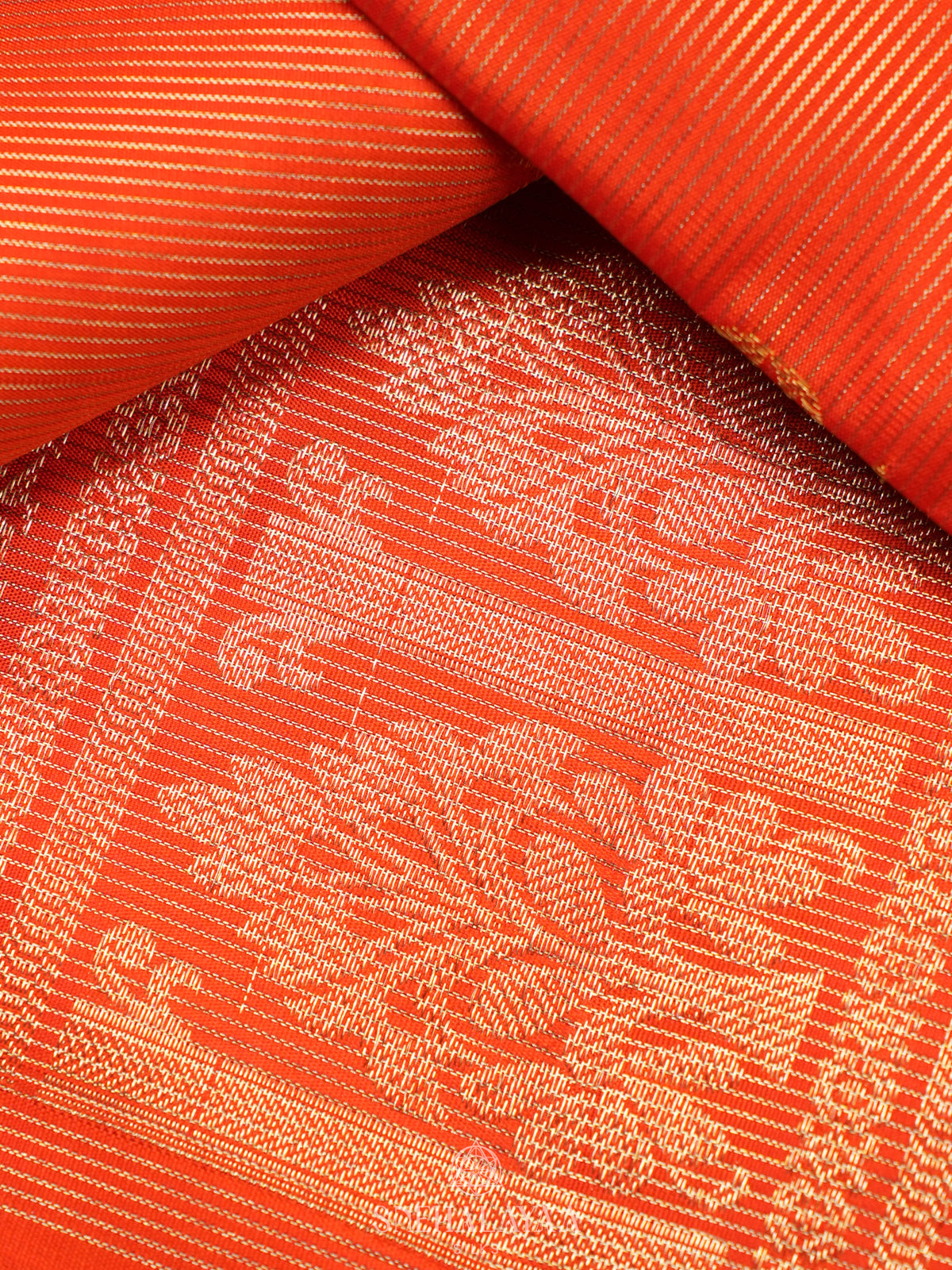 Rust Orange Kanjivaram Silk Saree