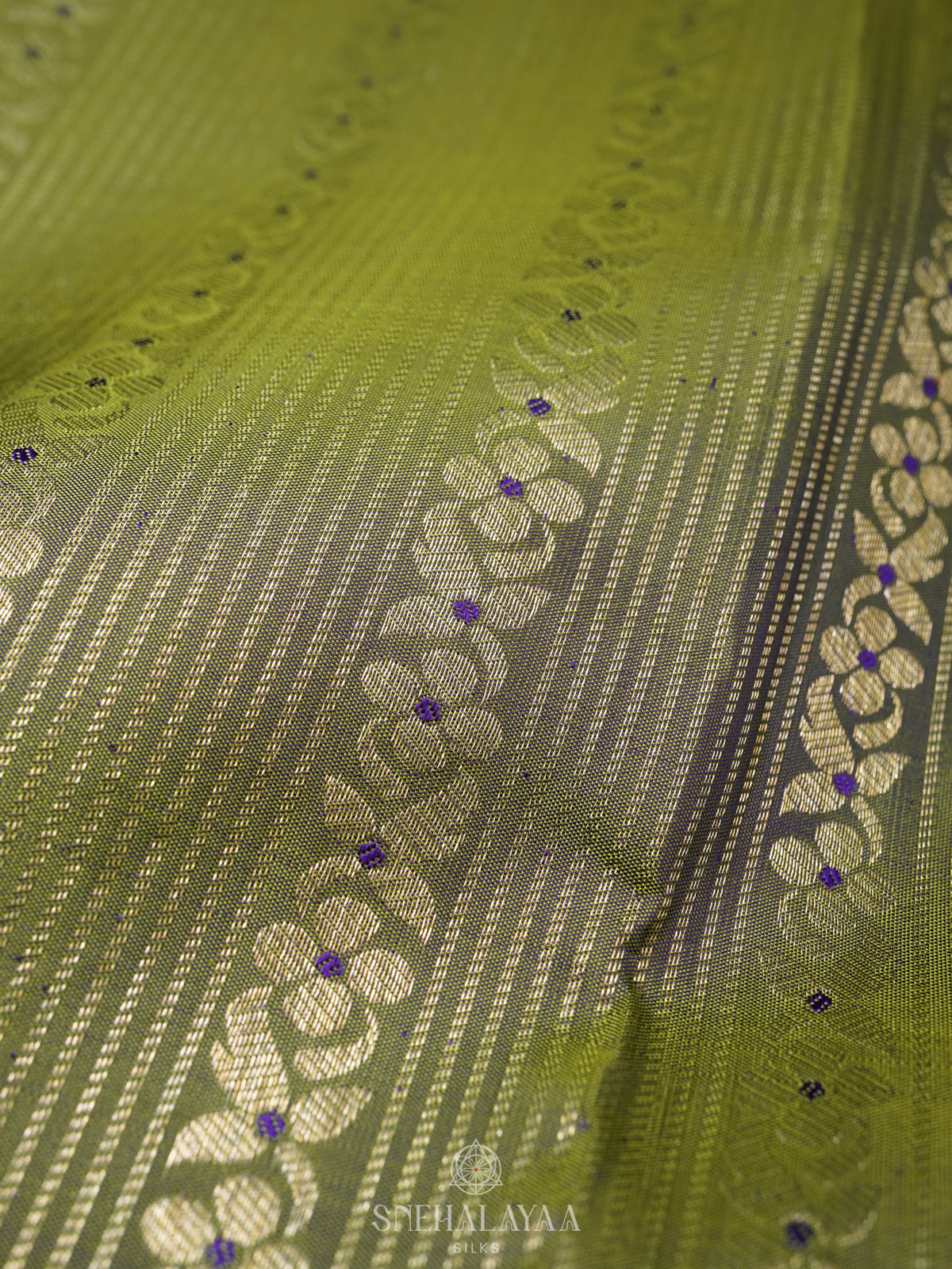 Lime Green Kanjivaram Silk Saree