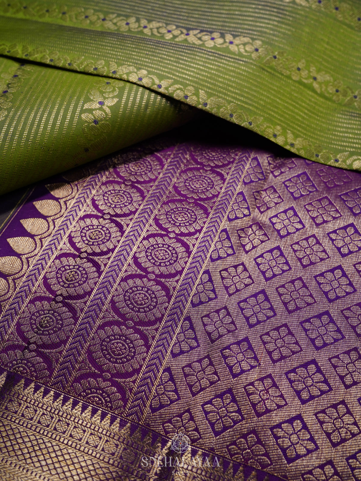Lime Green Kanjivaram Silk Saree