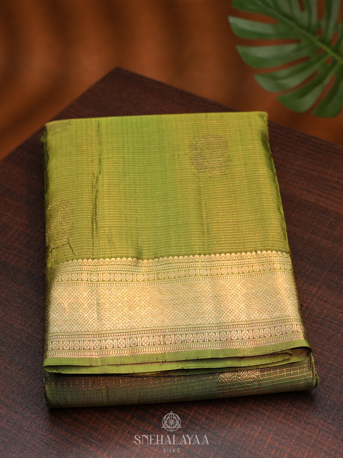 Lime Green Kanjivaram Silk Saree