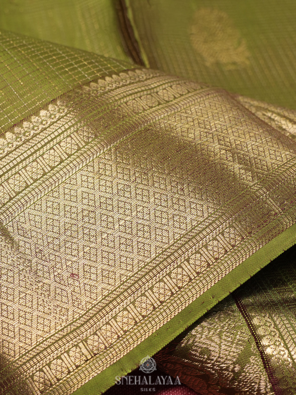 Lime Green Kanjivaram Silk Saree