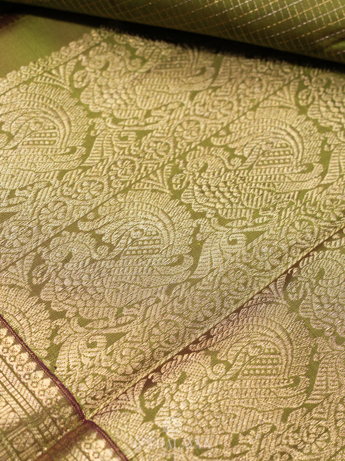 Lime Green Kanjivaram Silk Saree