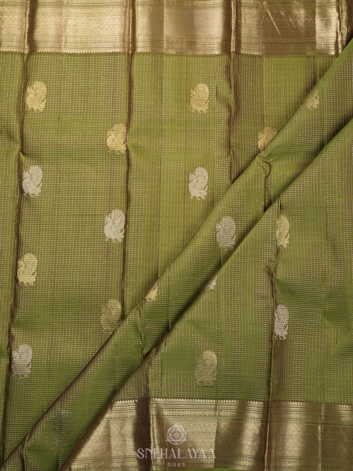 Lime Green Kanjivaram Silk Saree