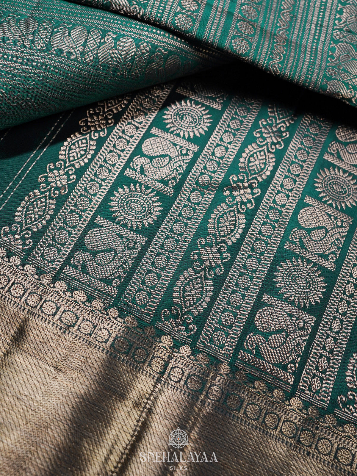 Forest Green Kanjivaram Silk Saree