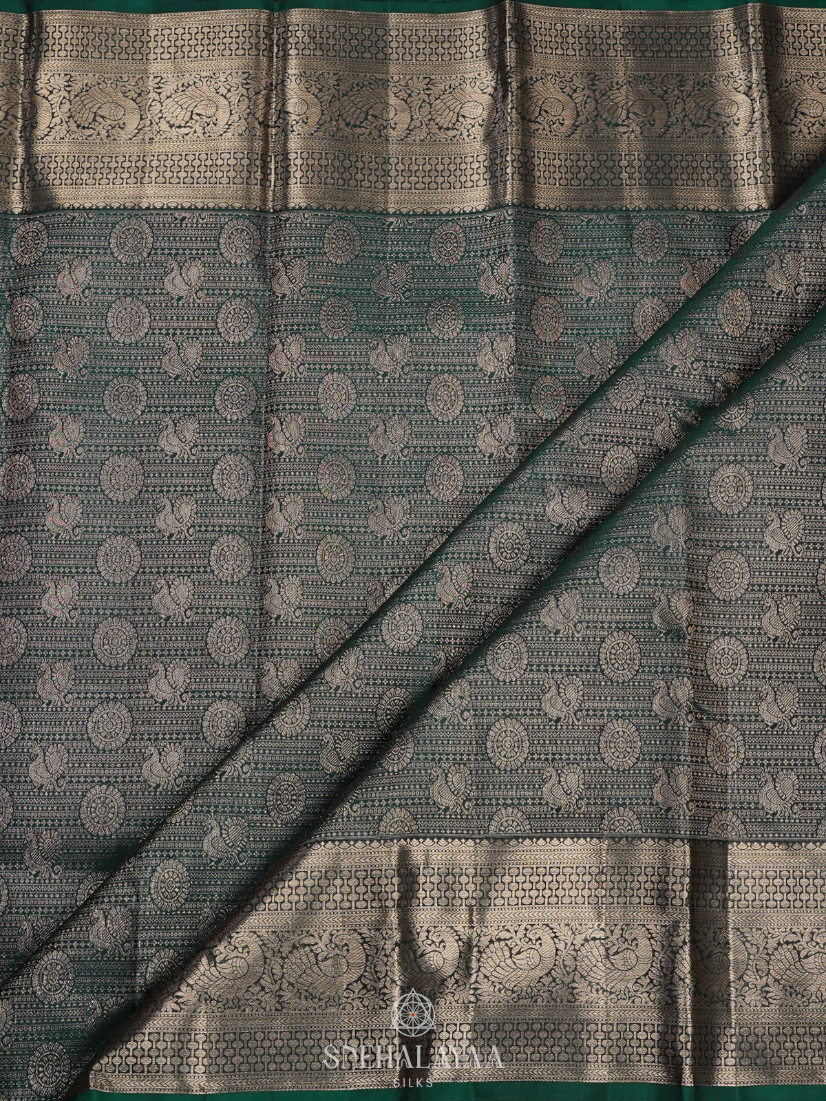 Forest Green Kanjivaram Silk Saree
