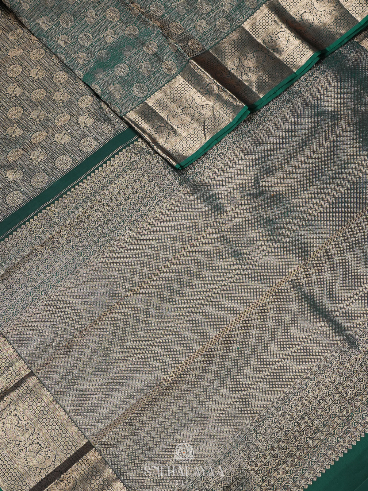 Forest Green Kanjivaram Silk Saree