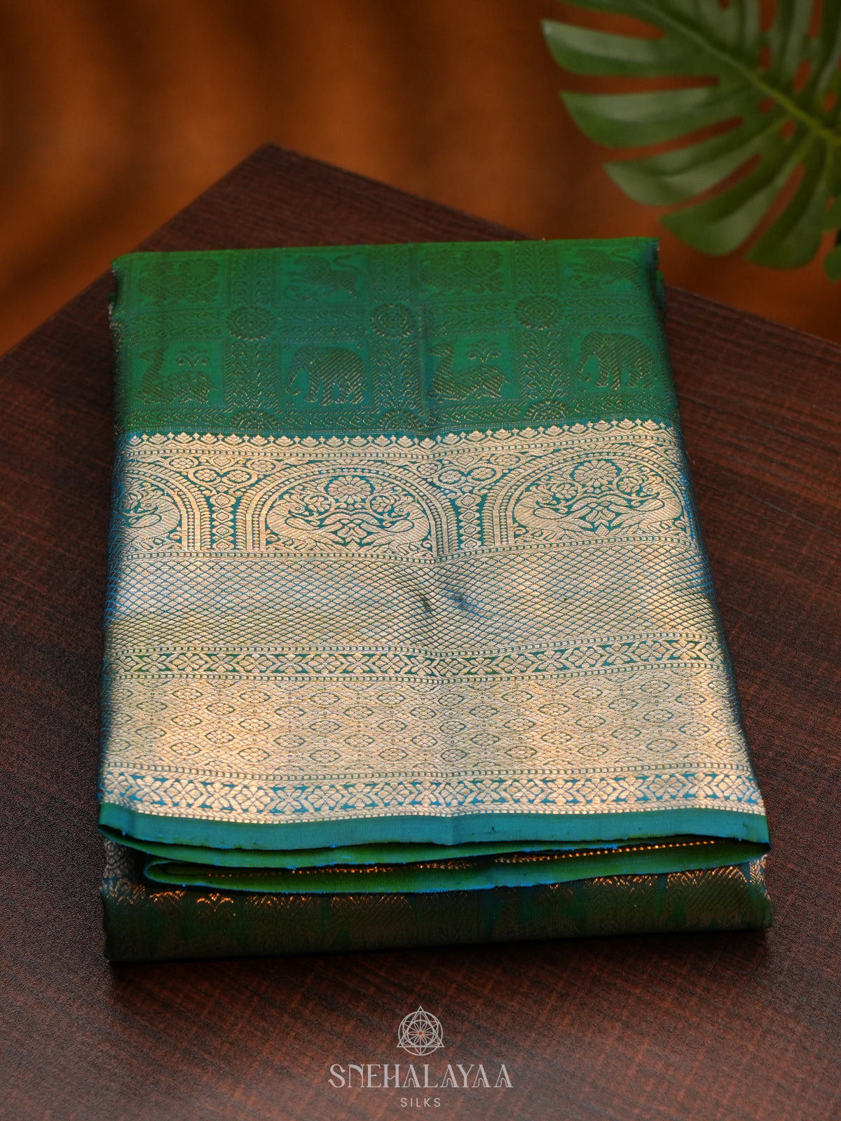 Forest Green Kanjivaram Silk Saree