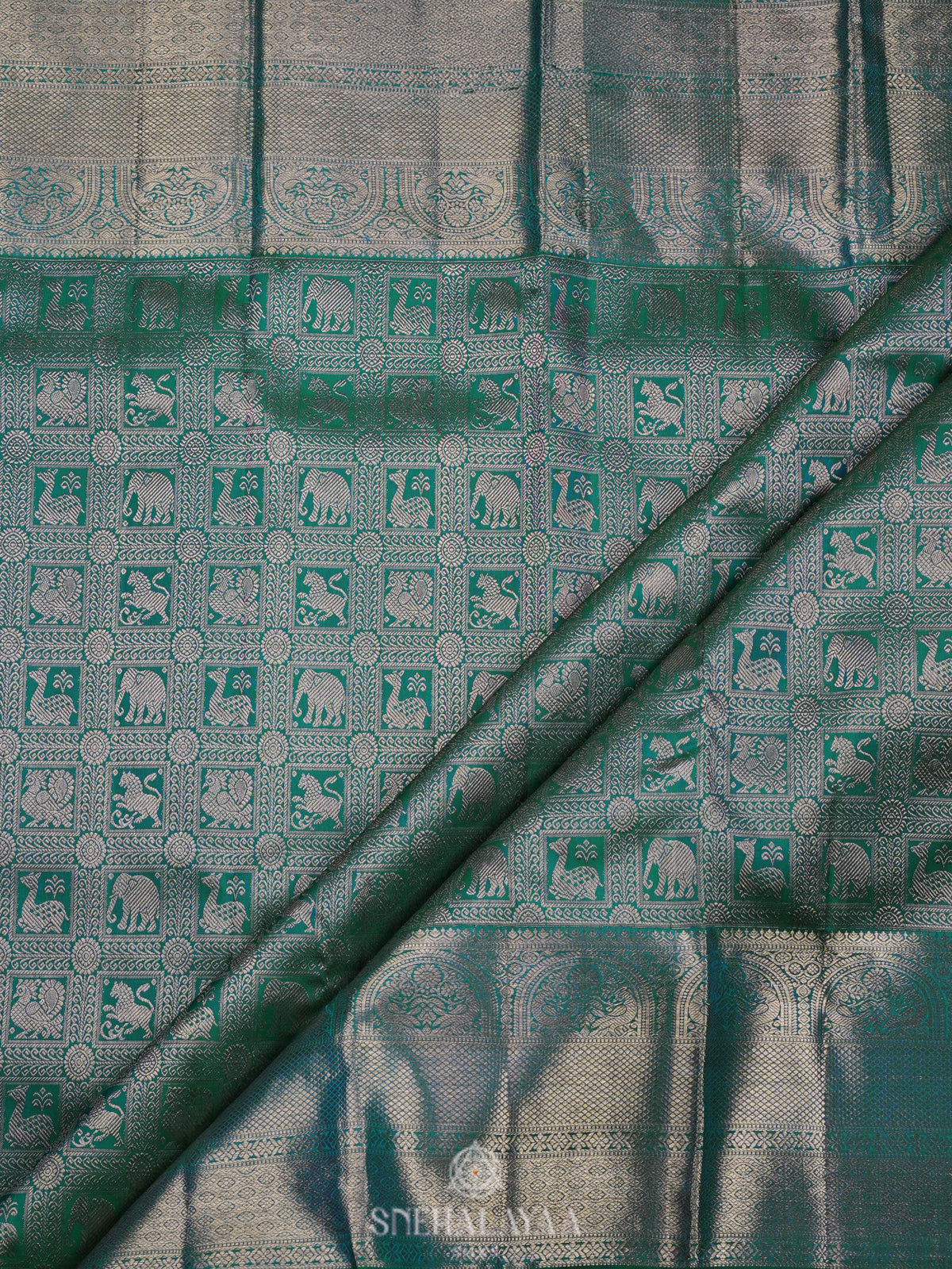 Forest Green Kanjivaram Silk Saree