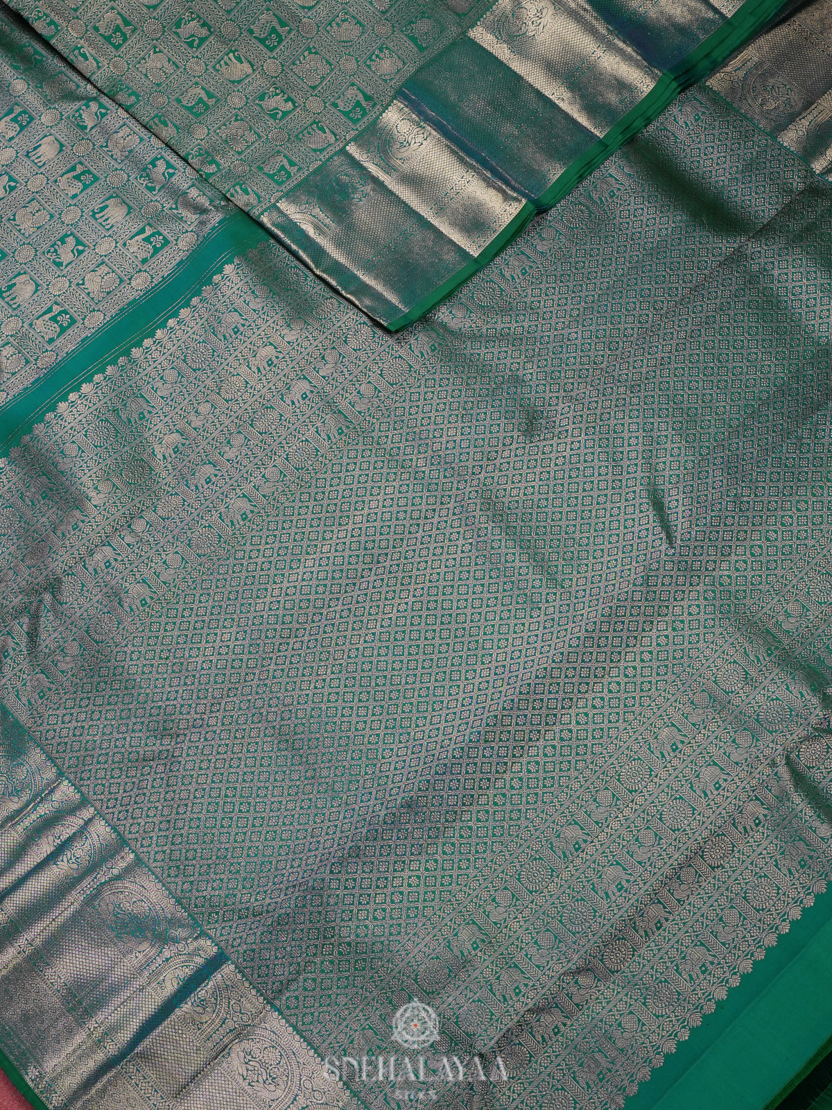 Forest Green Kanjivaram Silk Saree