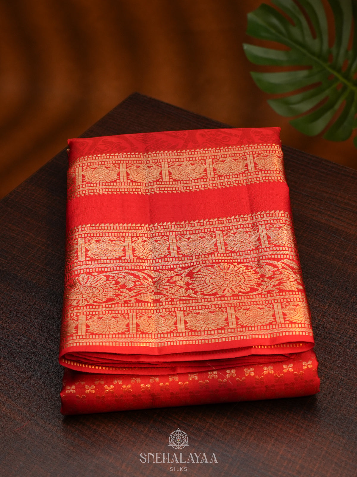 Rust Orange Kanjivaram Silk Saree