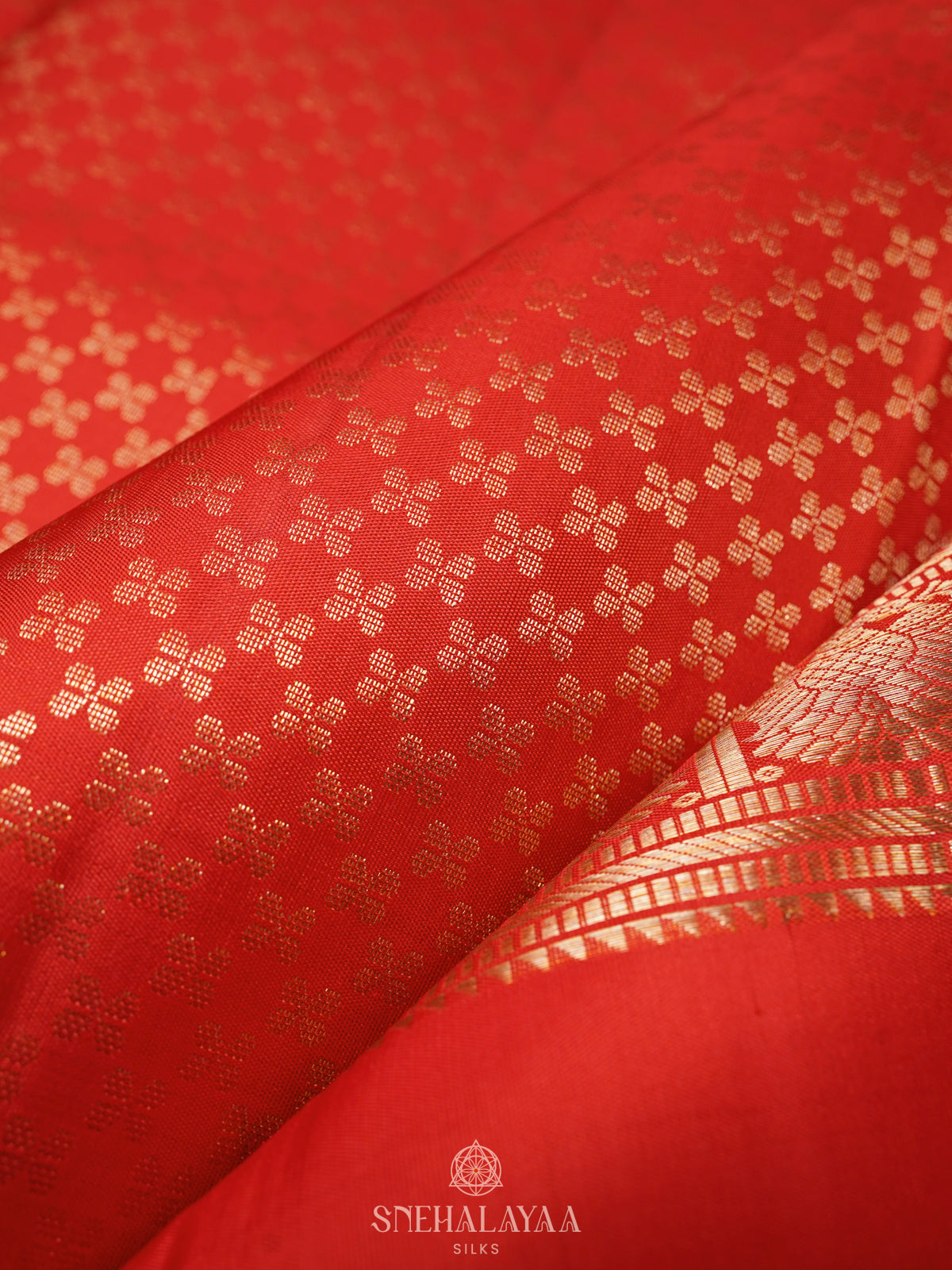 Rust Orange Kanjivaram Silk Saree