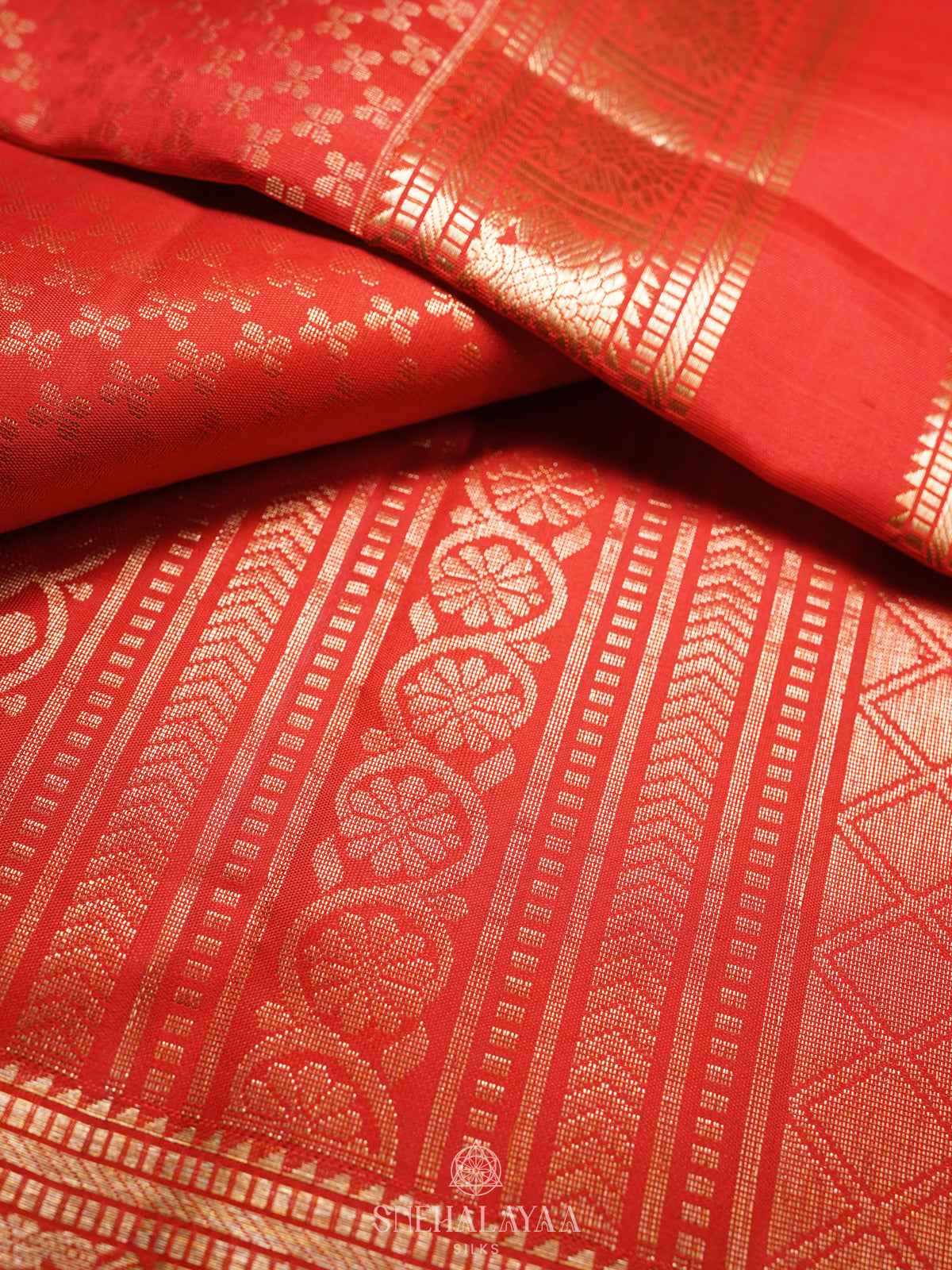 Rust Orange Kanjivaram Silk Saree