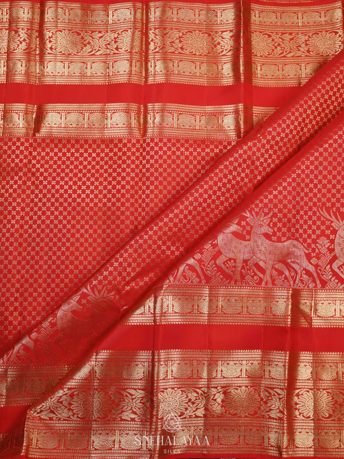 Rust Orange Kanjivaram Silk Saree