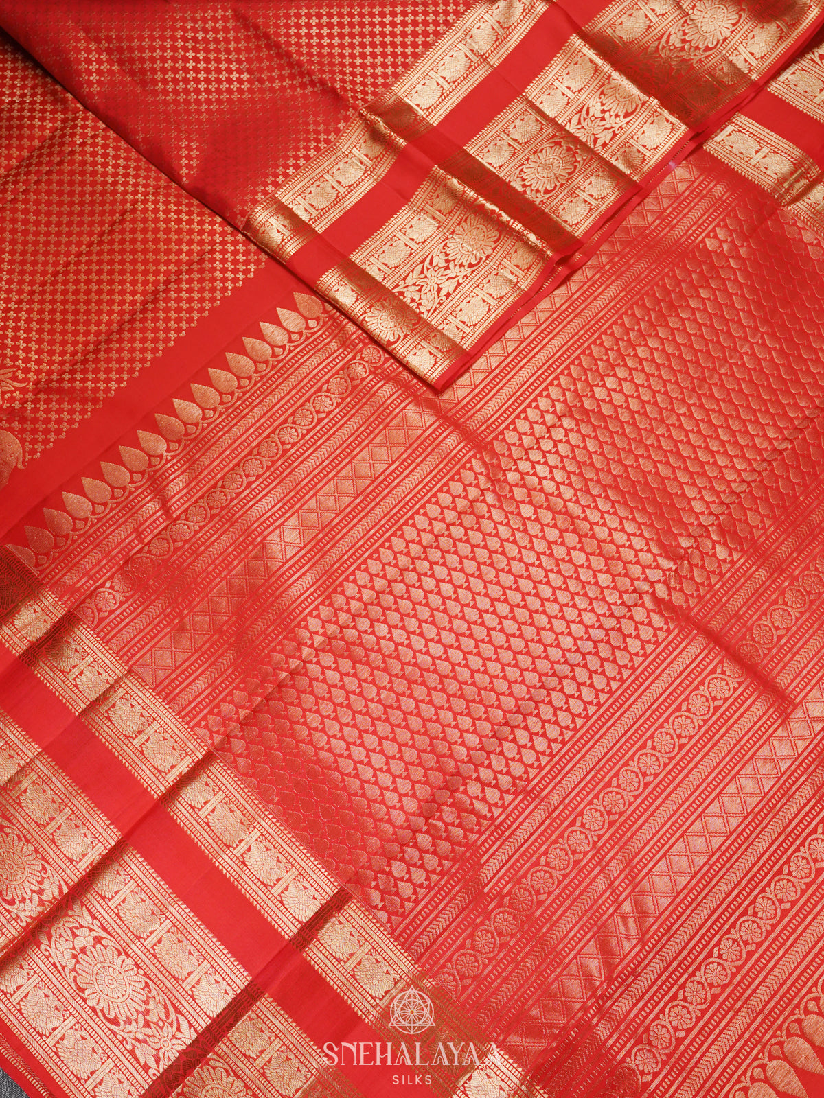 Rust Orange Kanjivaram Silk Saree