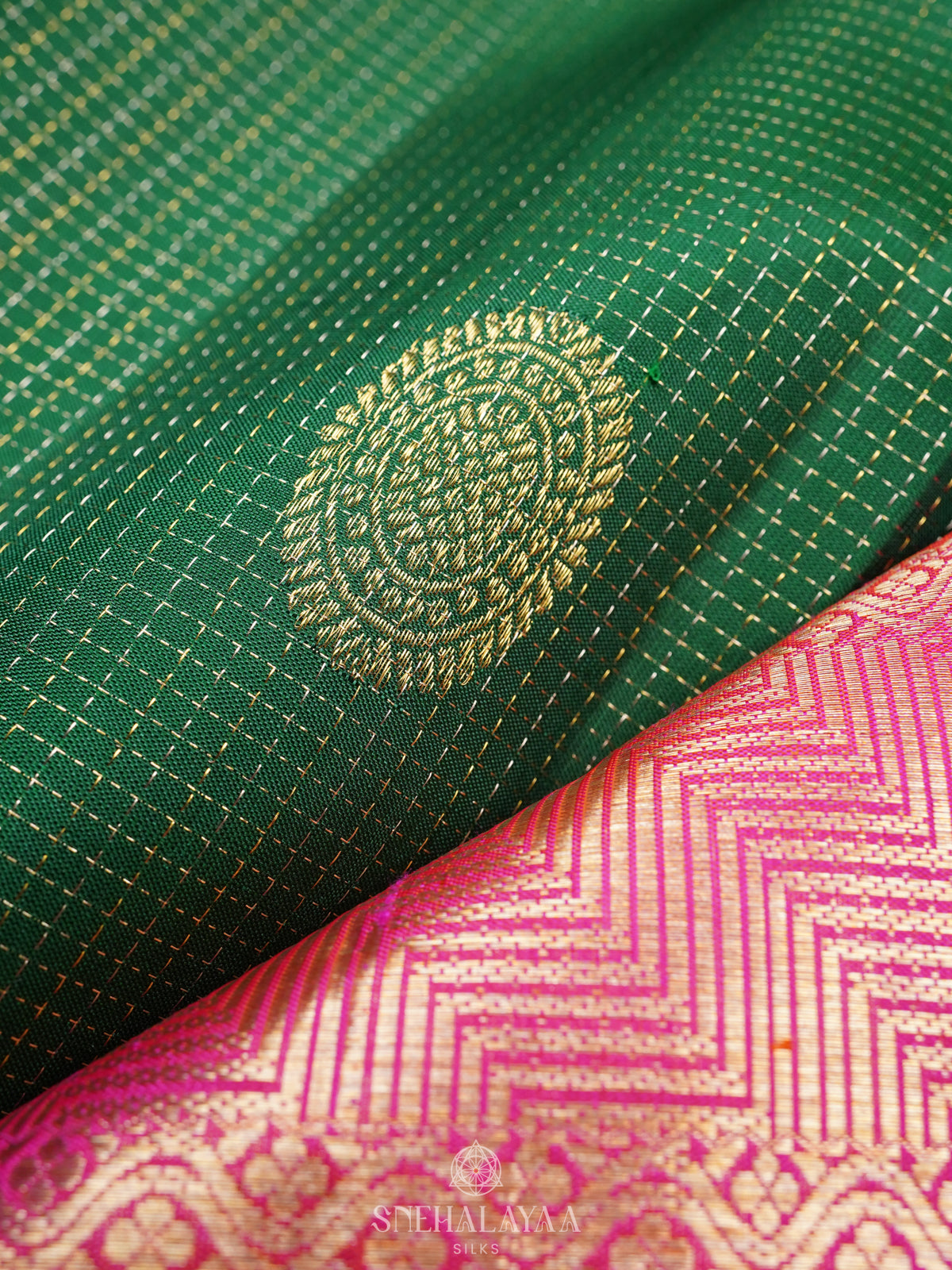 Forest Green Kanjivaram Silk Saree