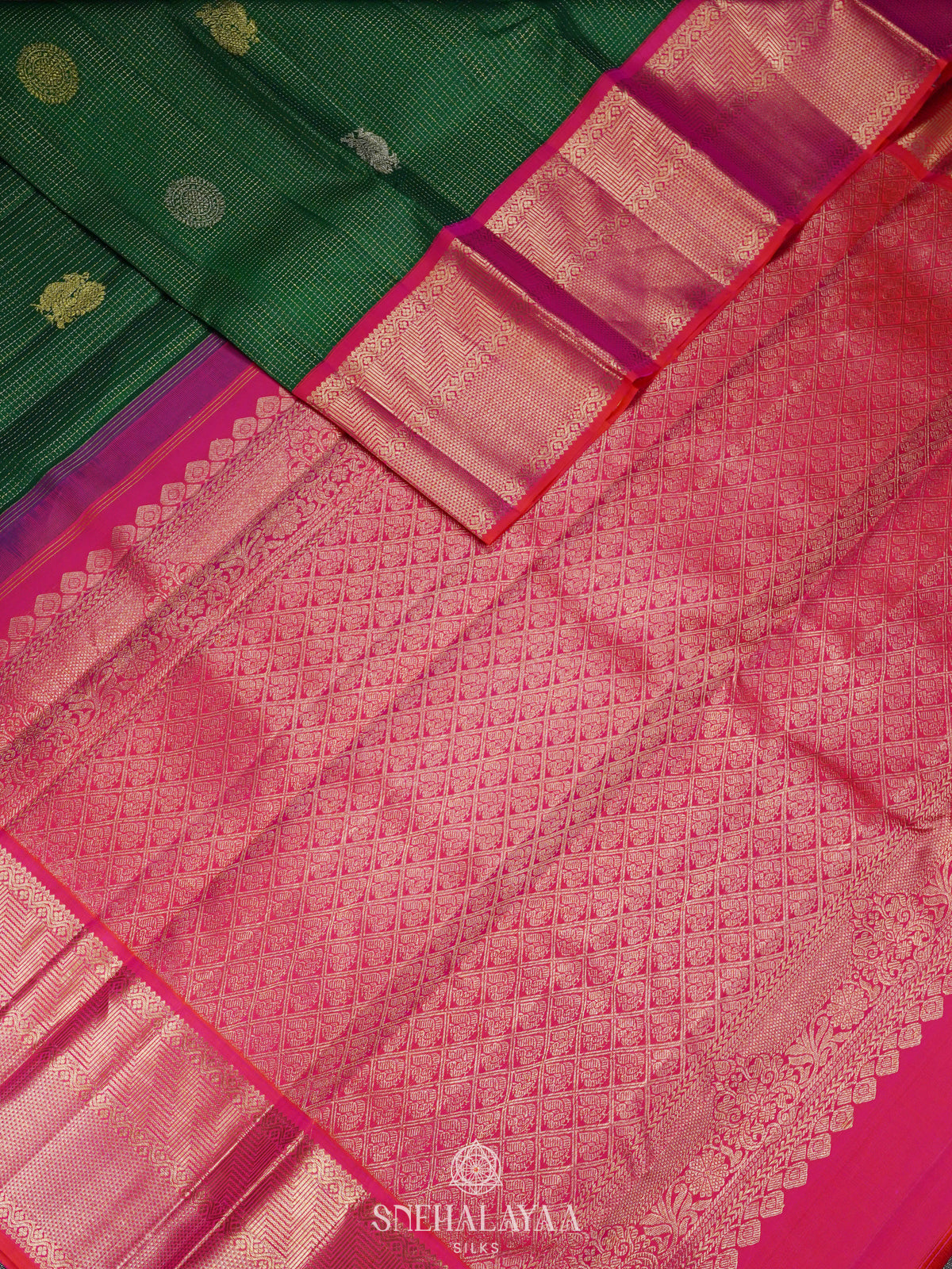 Forest Green Kanjivaram Silk Saree