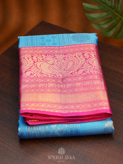 Sky Blue Kanjivaram Silk Saree