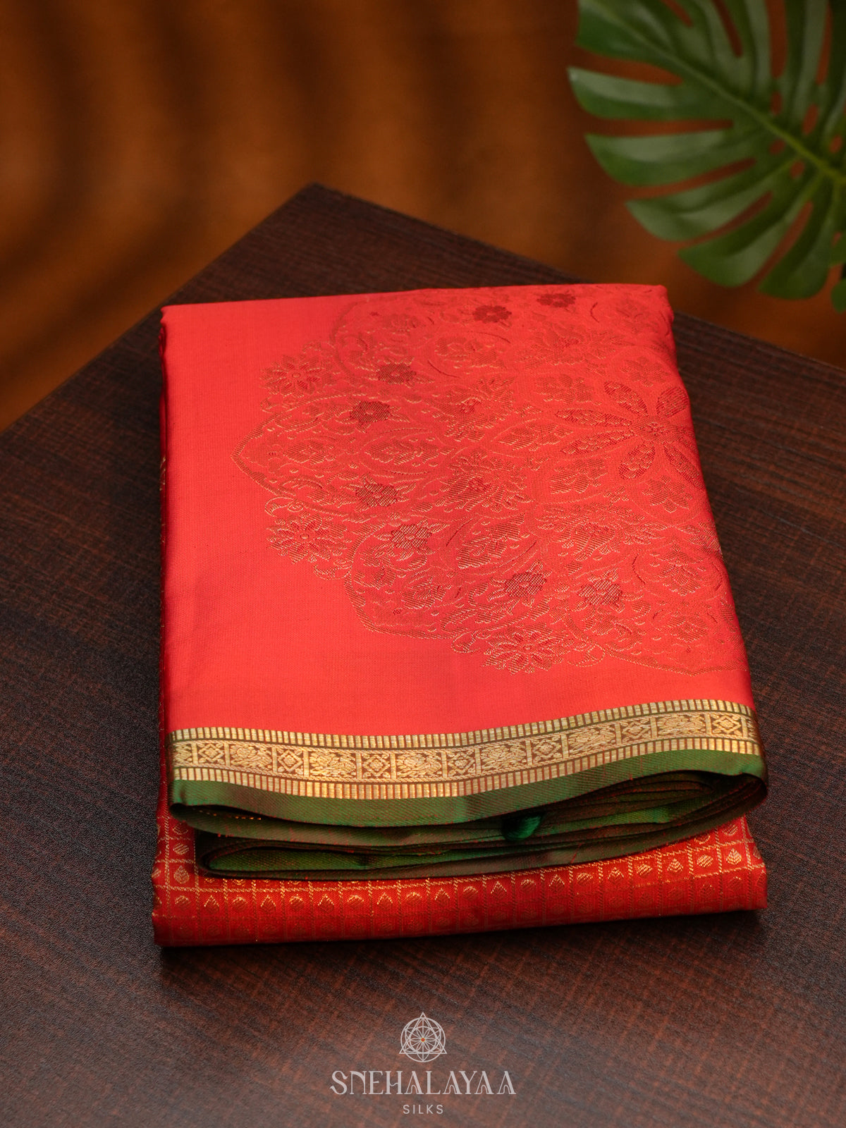 Rust Orange Kanjivaram Silk Saree