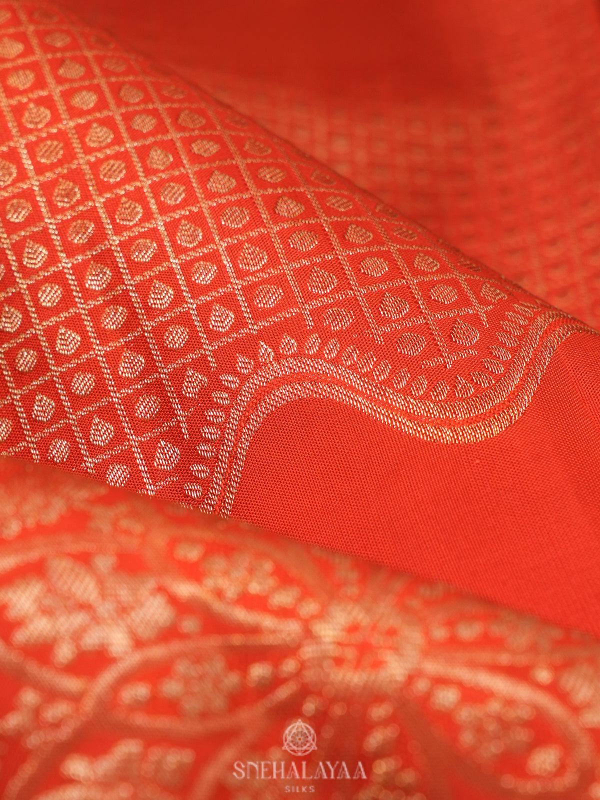 Rust Orange Kanjivaram Silk Saree