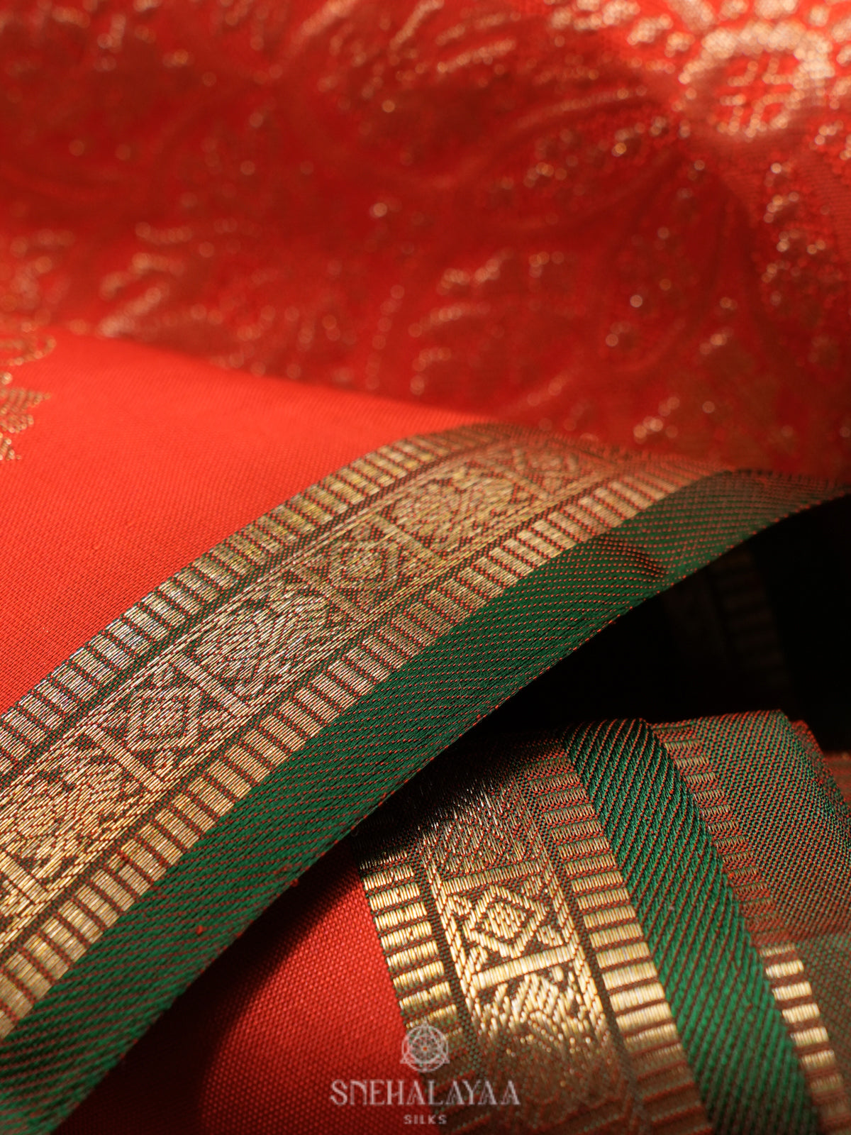 Rust Orange Kanjivaram Silk Saree