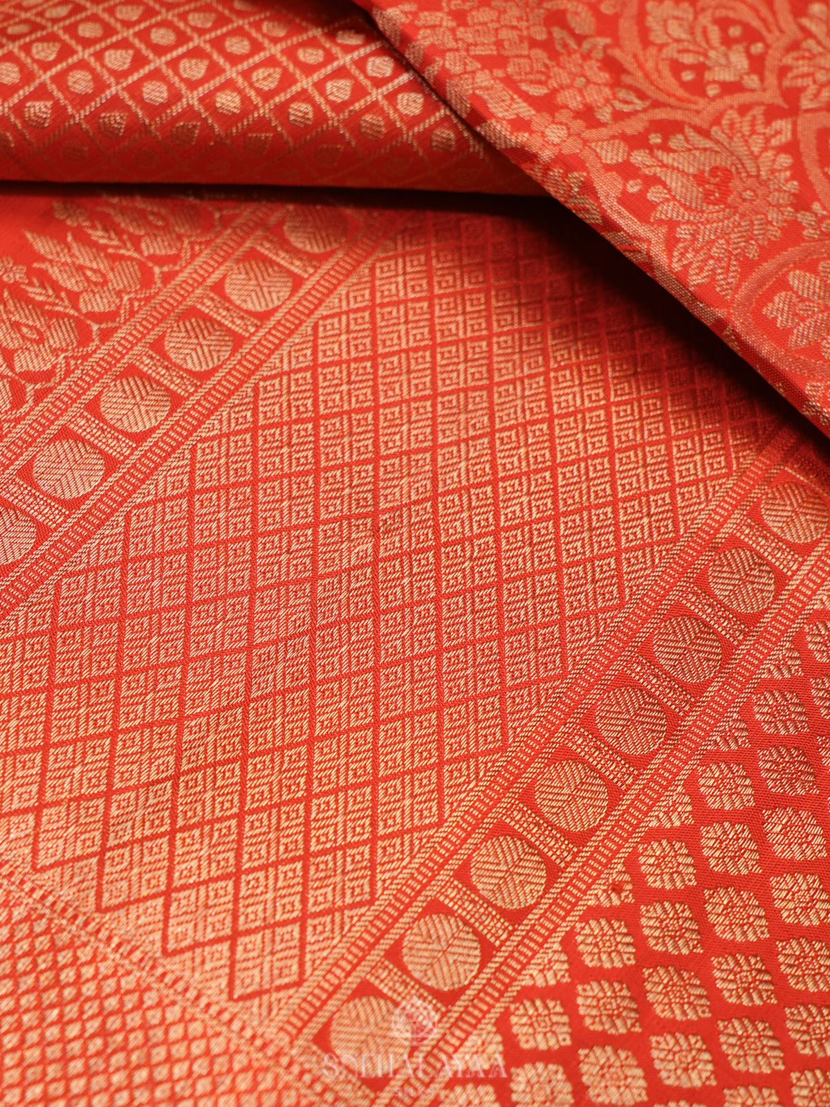 Rust Orange Kanjivaram Silk Saree