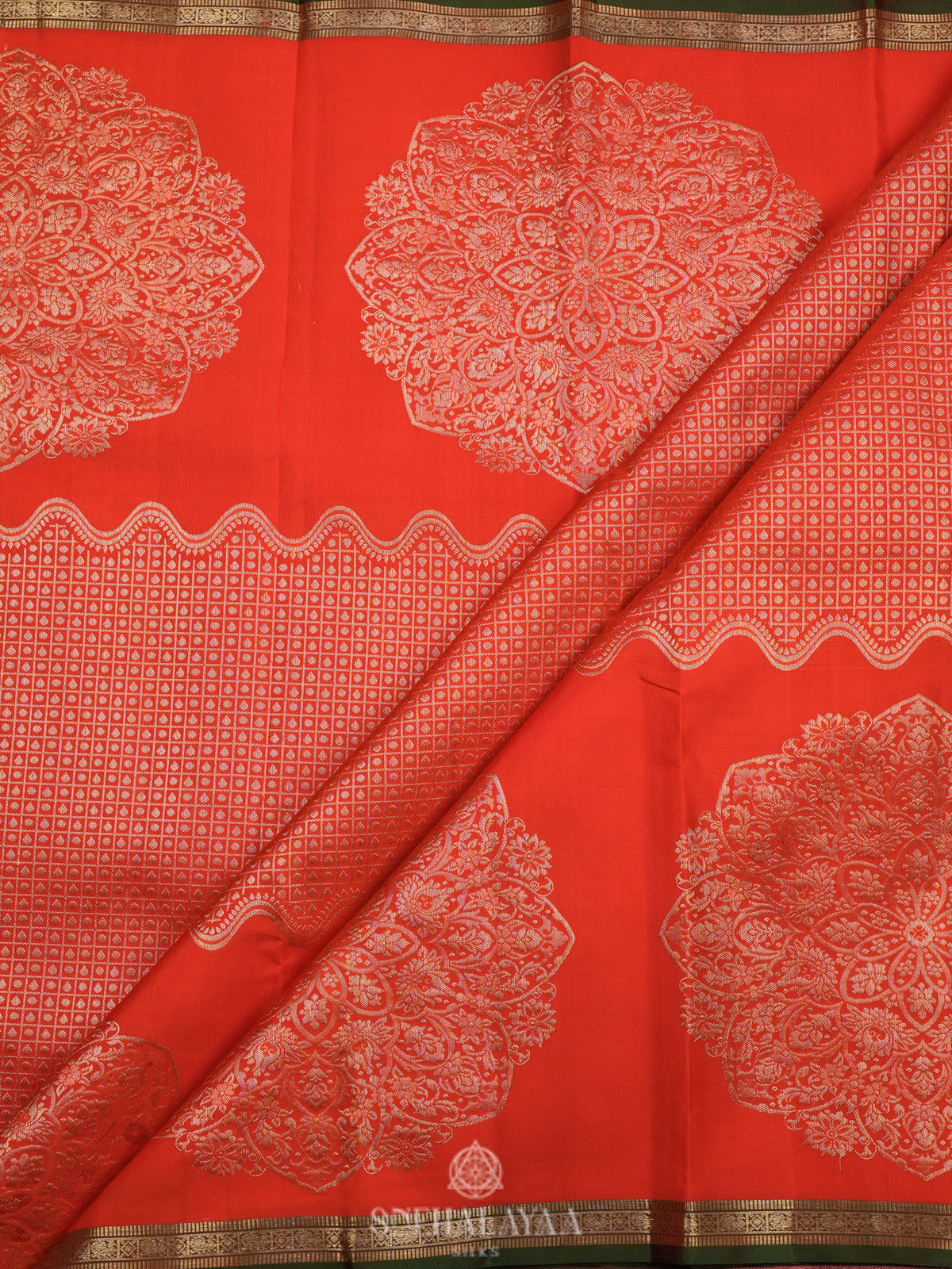 Rust Orange Kanjivaram Silk Saree