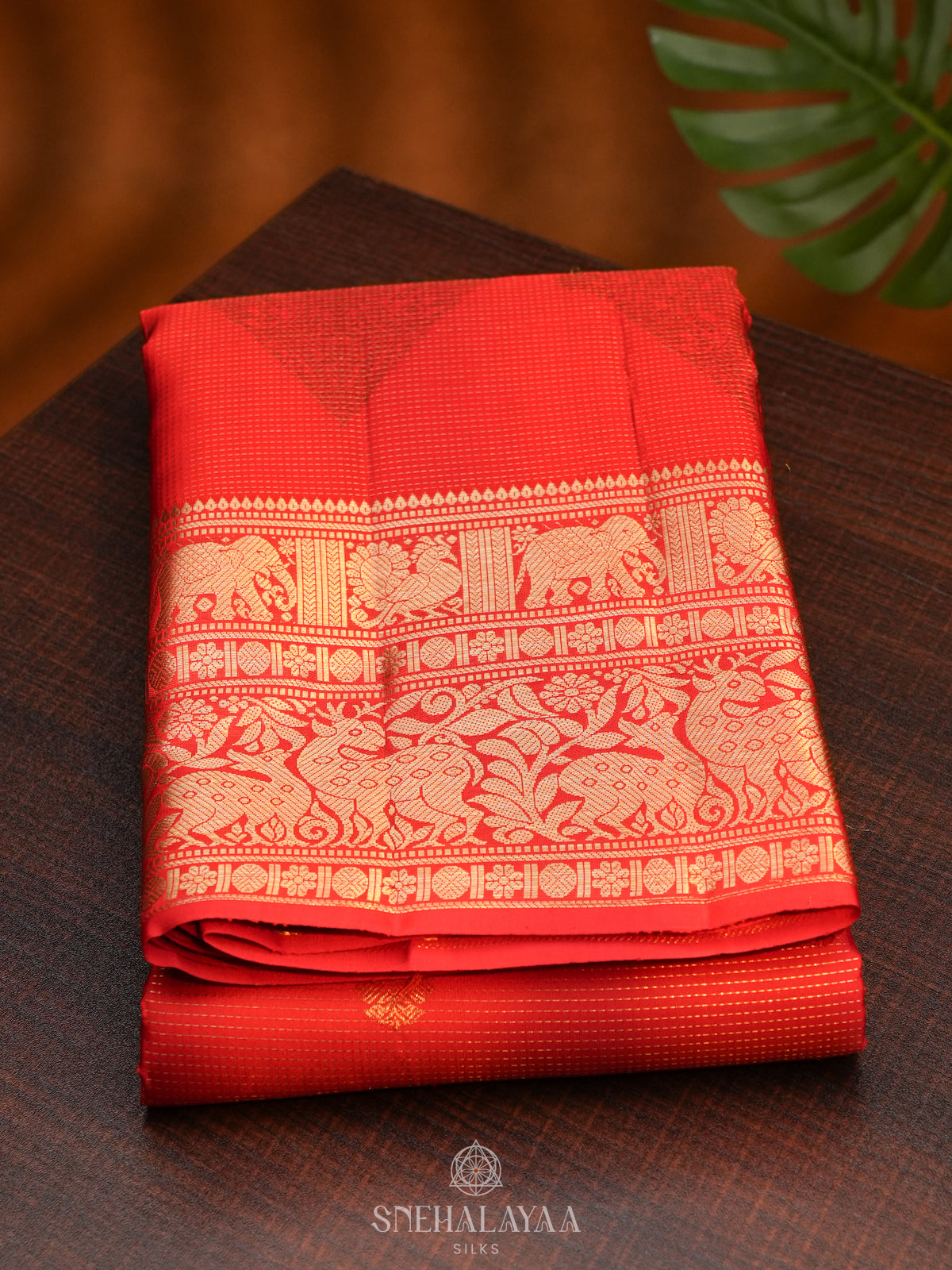 Rust Orange Kanjivaram Silk Saree