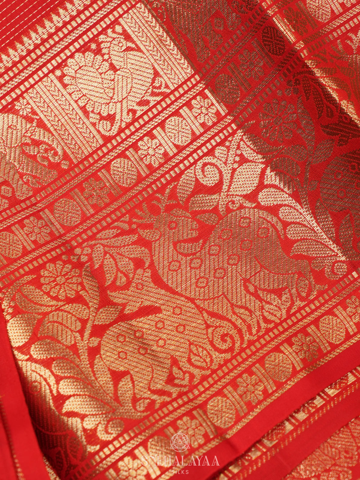 Rust Orange Kanjivaram Silk Saree