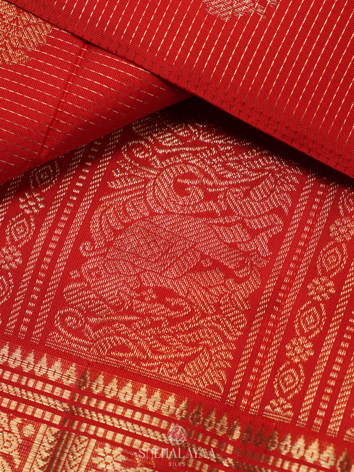 Rust Orange Kanjivaram Silk Saree