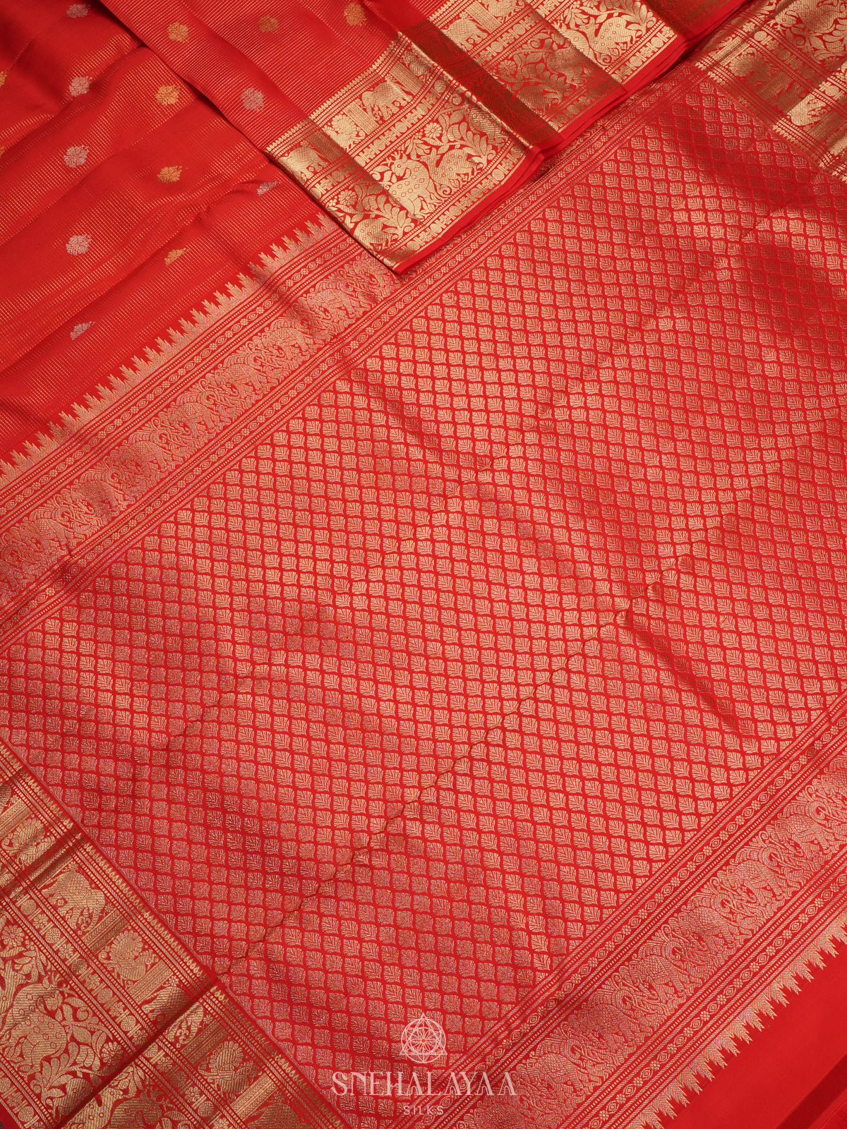 Rust Orange Kanjivaram Silk Saree