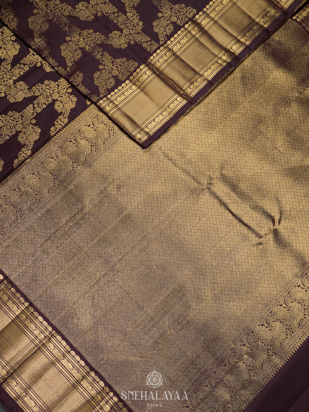 Coffee Brown Kanjivaram Silk Saree