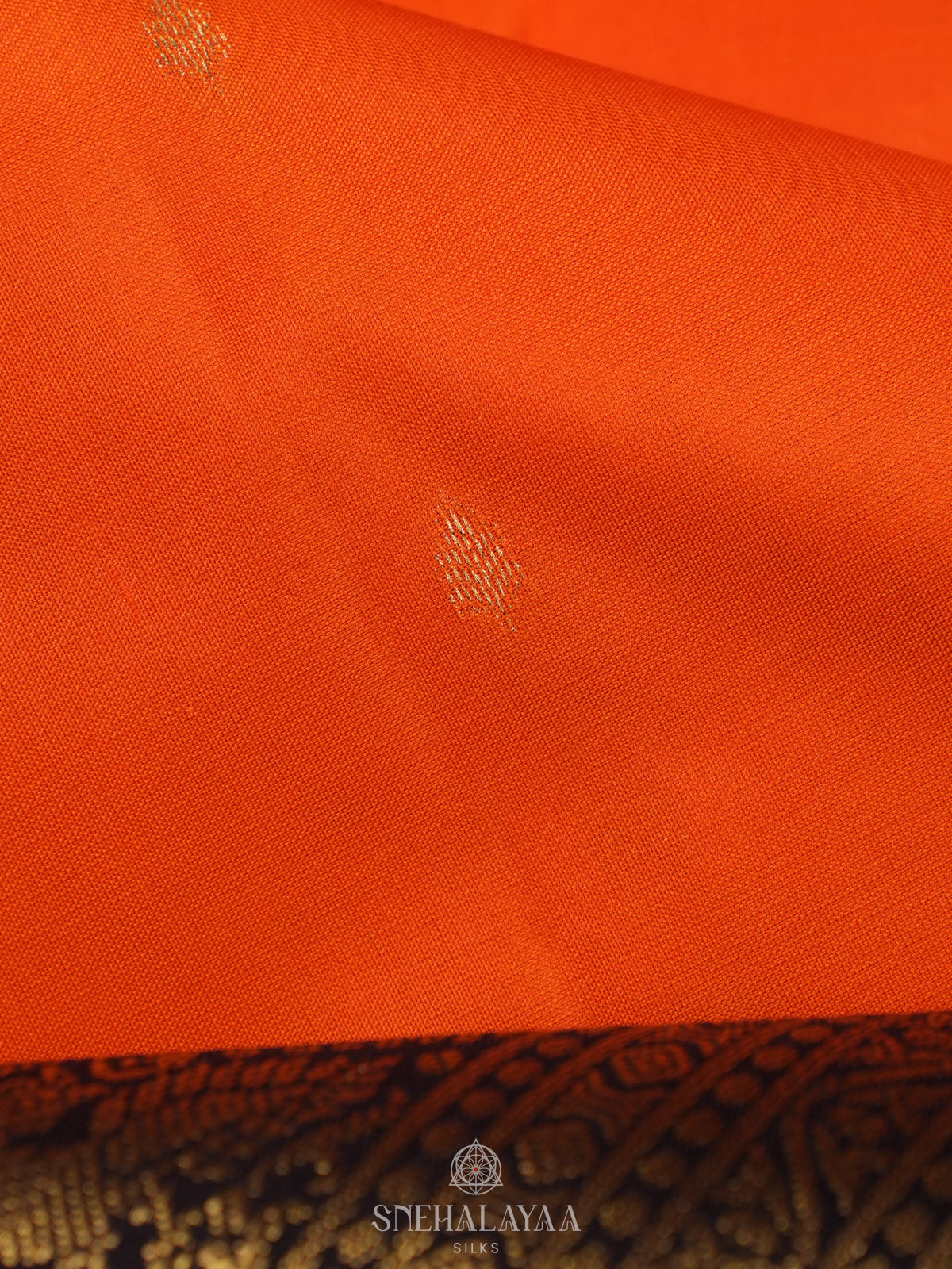 Rust Orange Kanjivaram Silk Saree