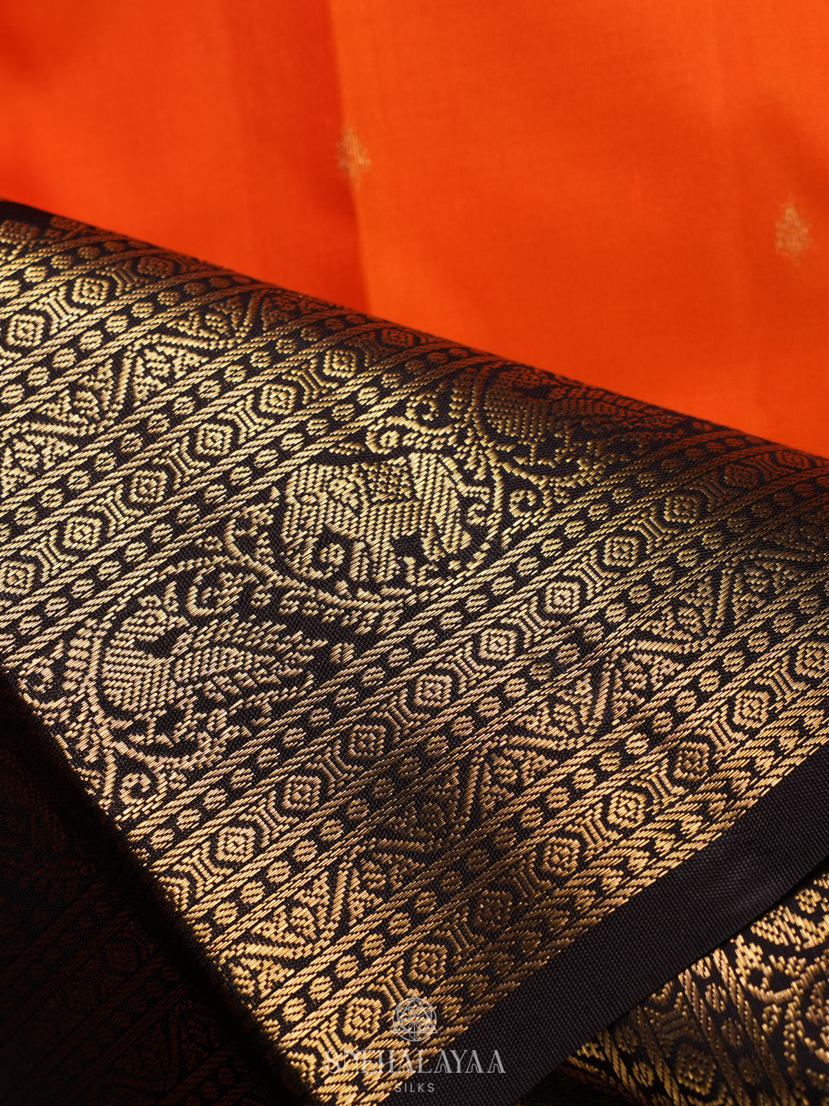 Rust Orange Kanjivaram Silk Saree
