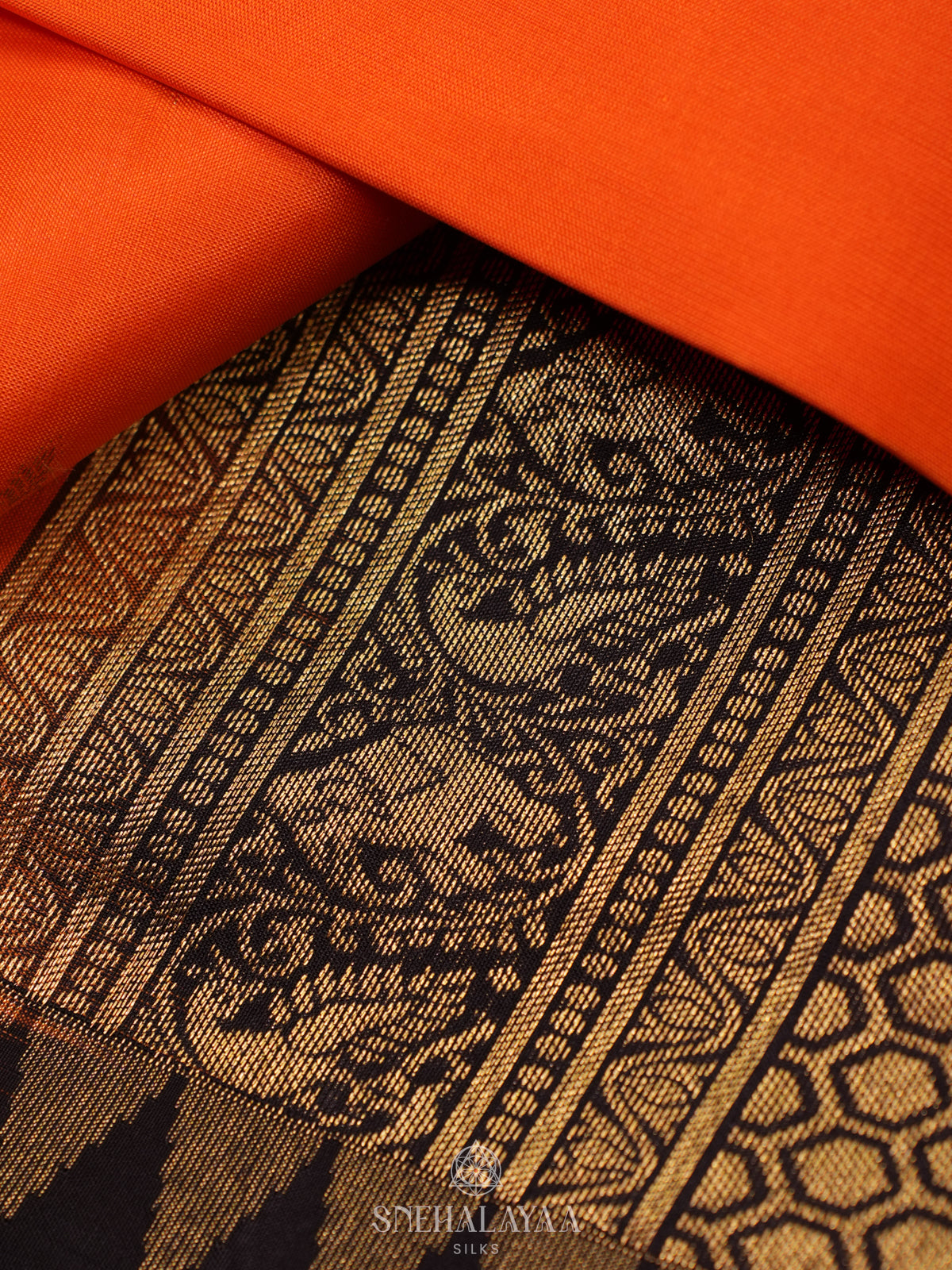 Rust Orange Kanjivaram Silk Saree