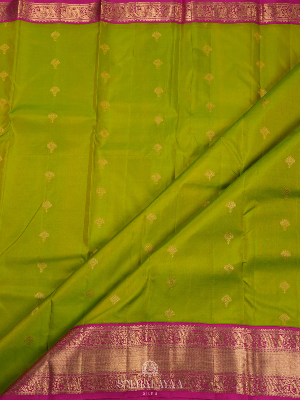 Lime Green Kanjivaram Silk Saree